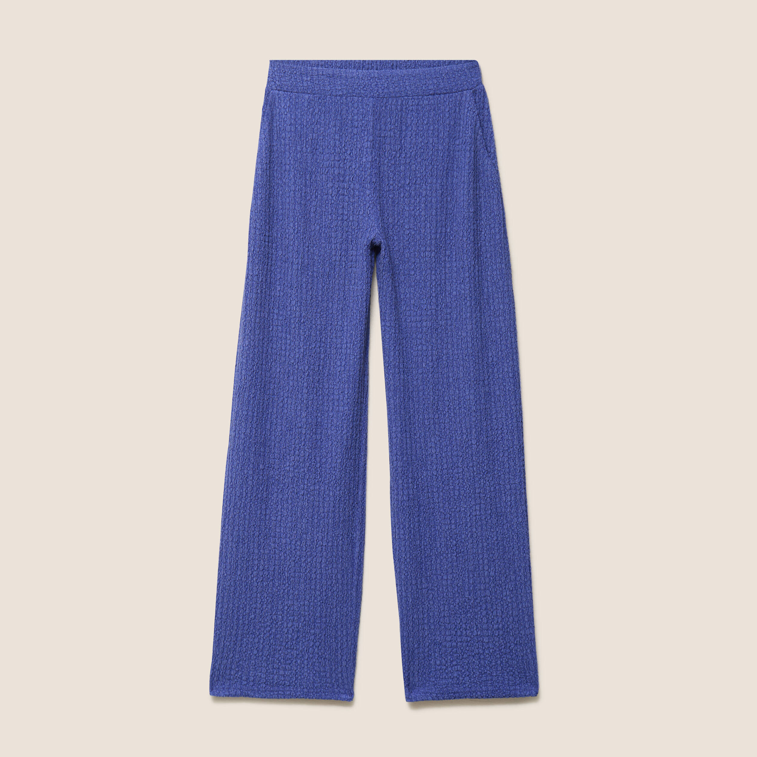 Pantalon large taille haute bleu roi femme