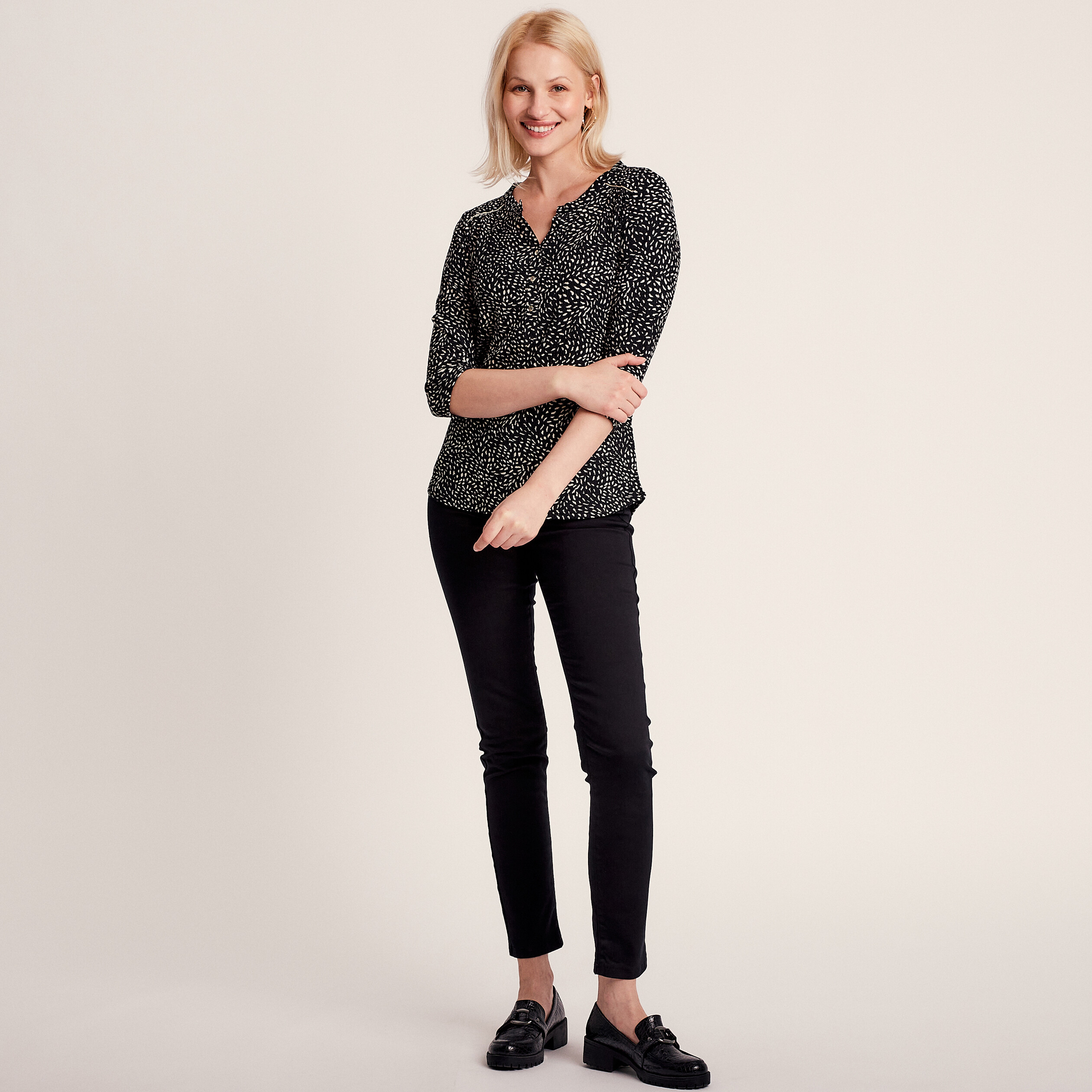 T-shirt manches 3/4 noir femme