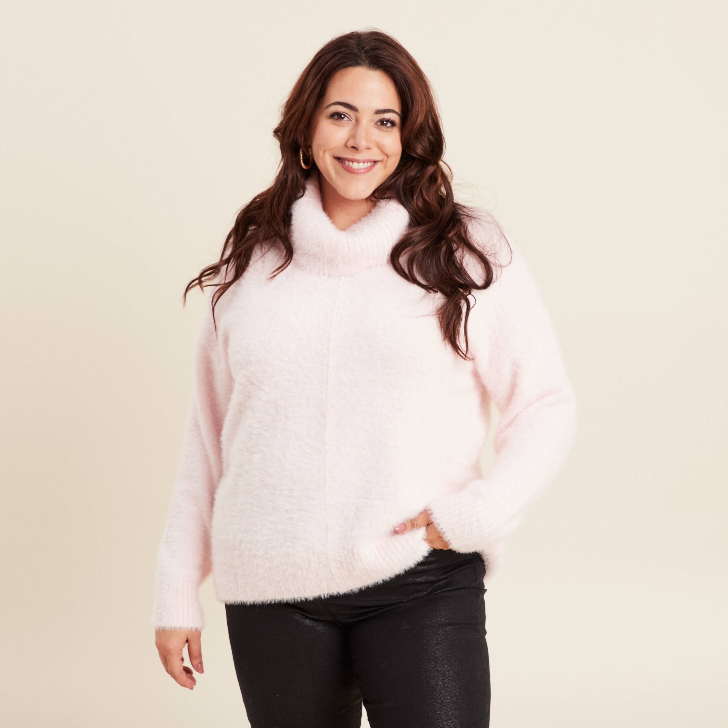 Pull manches longues rose clair femme Breal