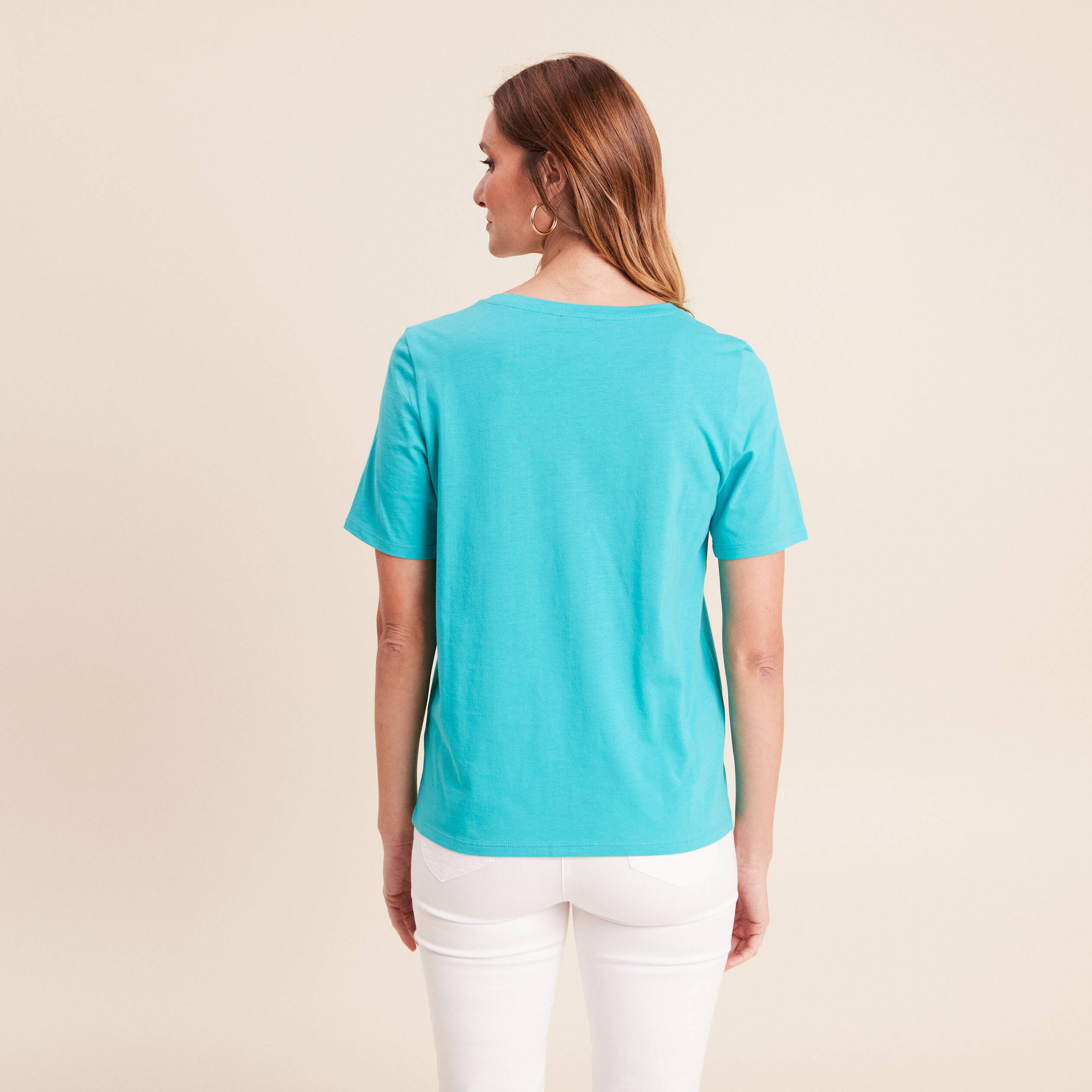 T-shirt manches courtes vert turquoise femme
