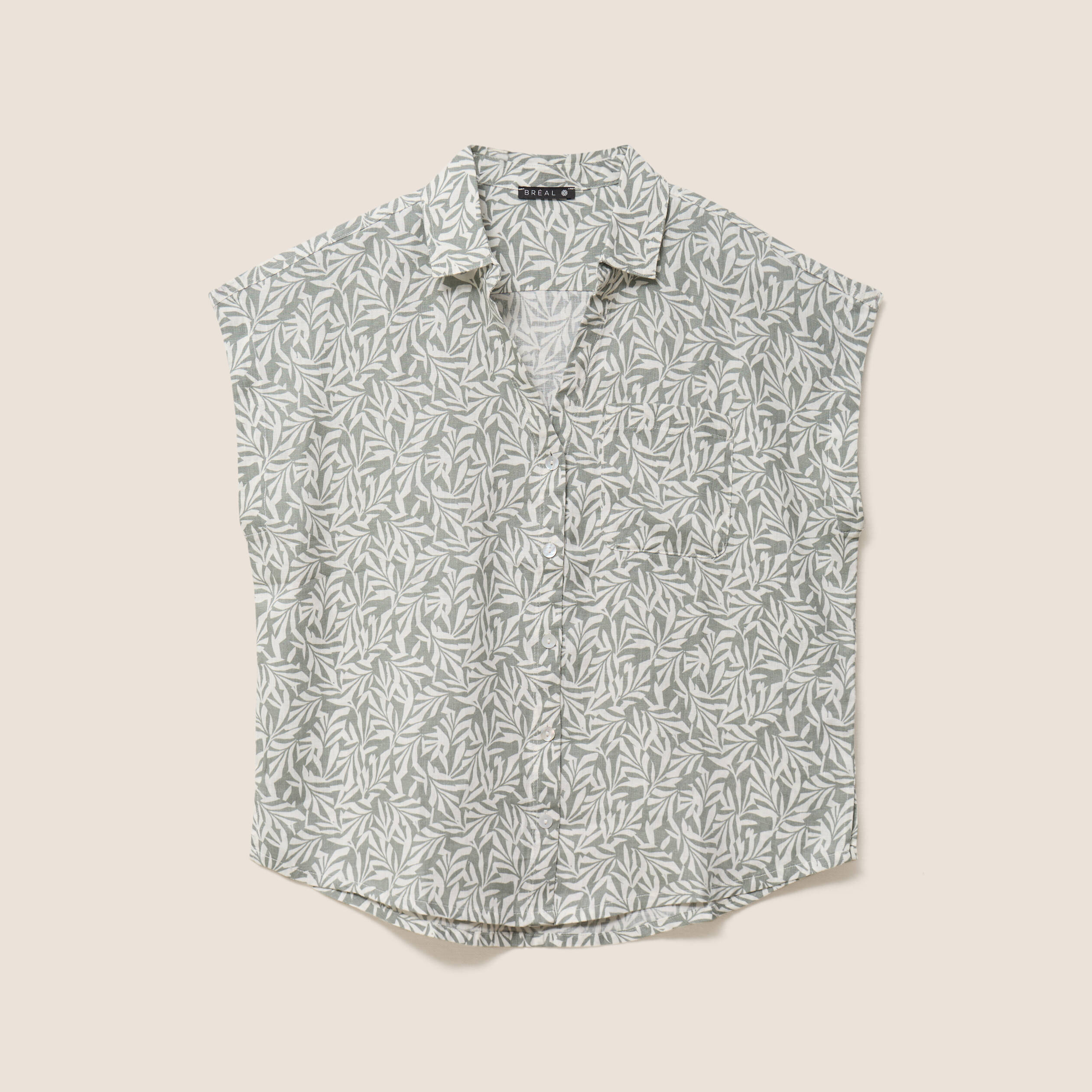 Chemise sans manches vert kaki femme