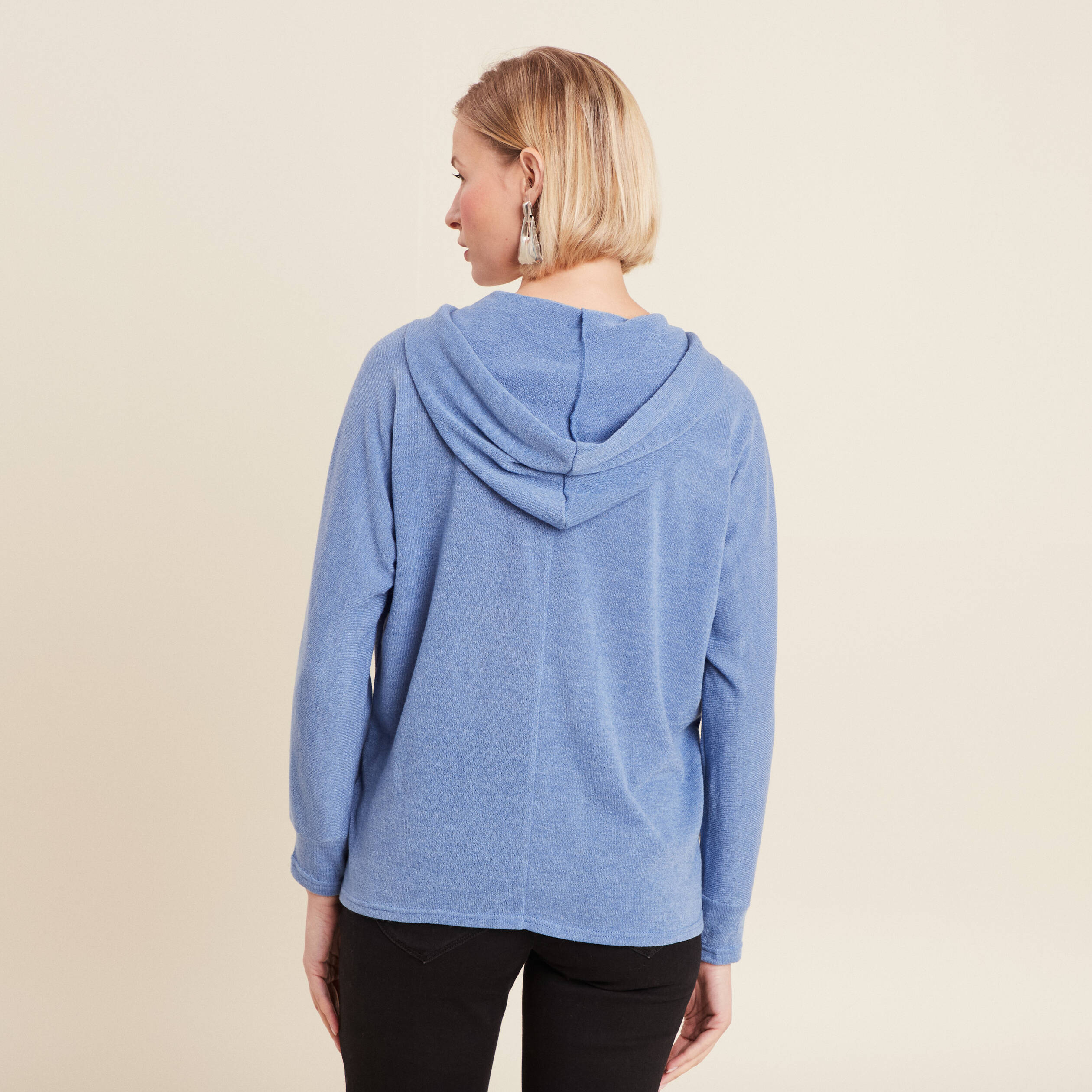 Sweat à capuche bleu ciel femme