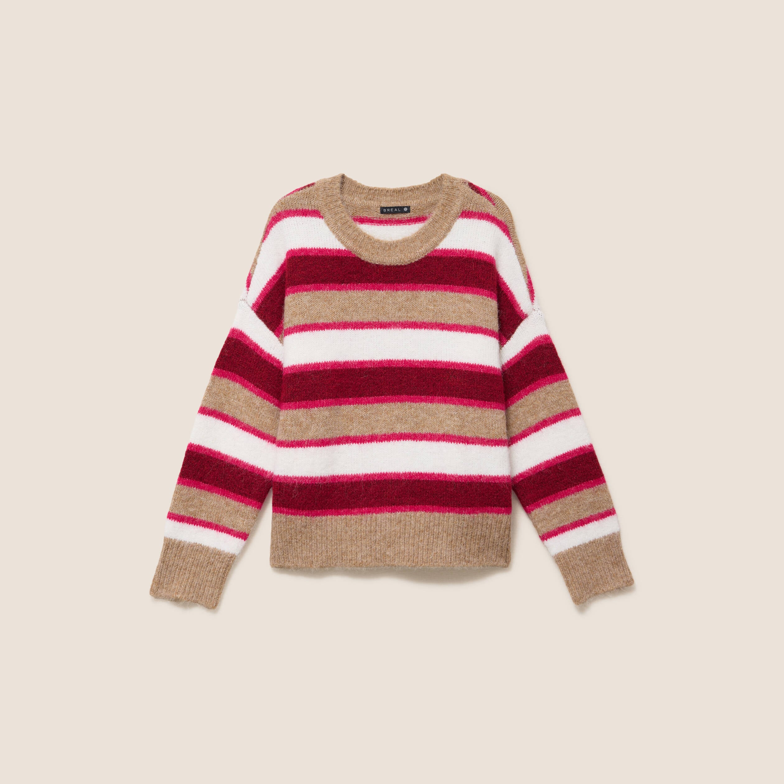 Pull col rond rose femme