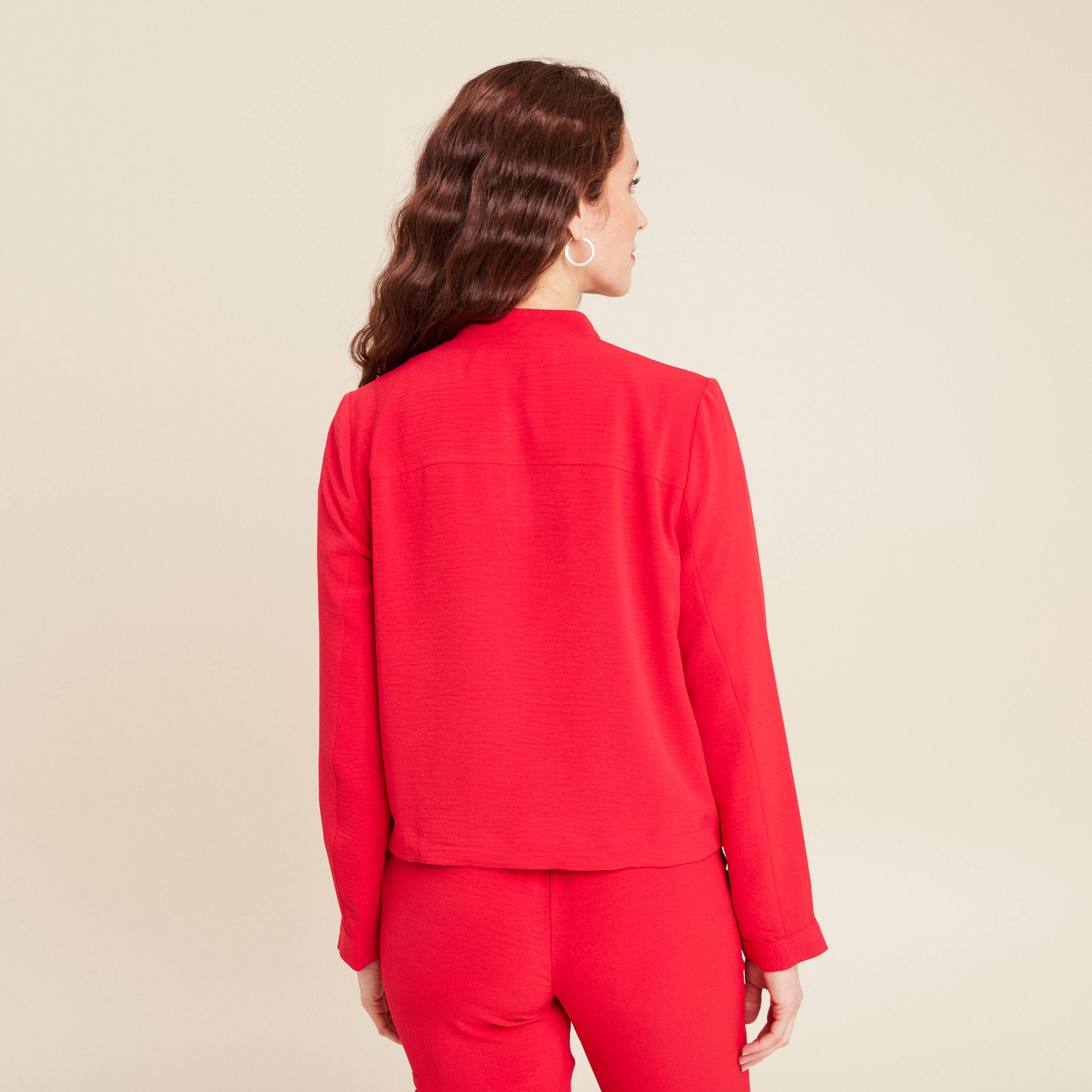 Blouson zippé 2 poches rouge femme