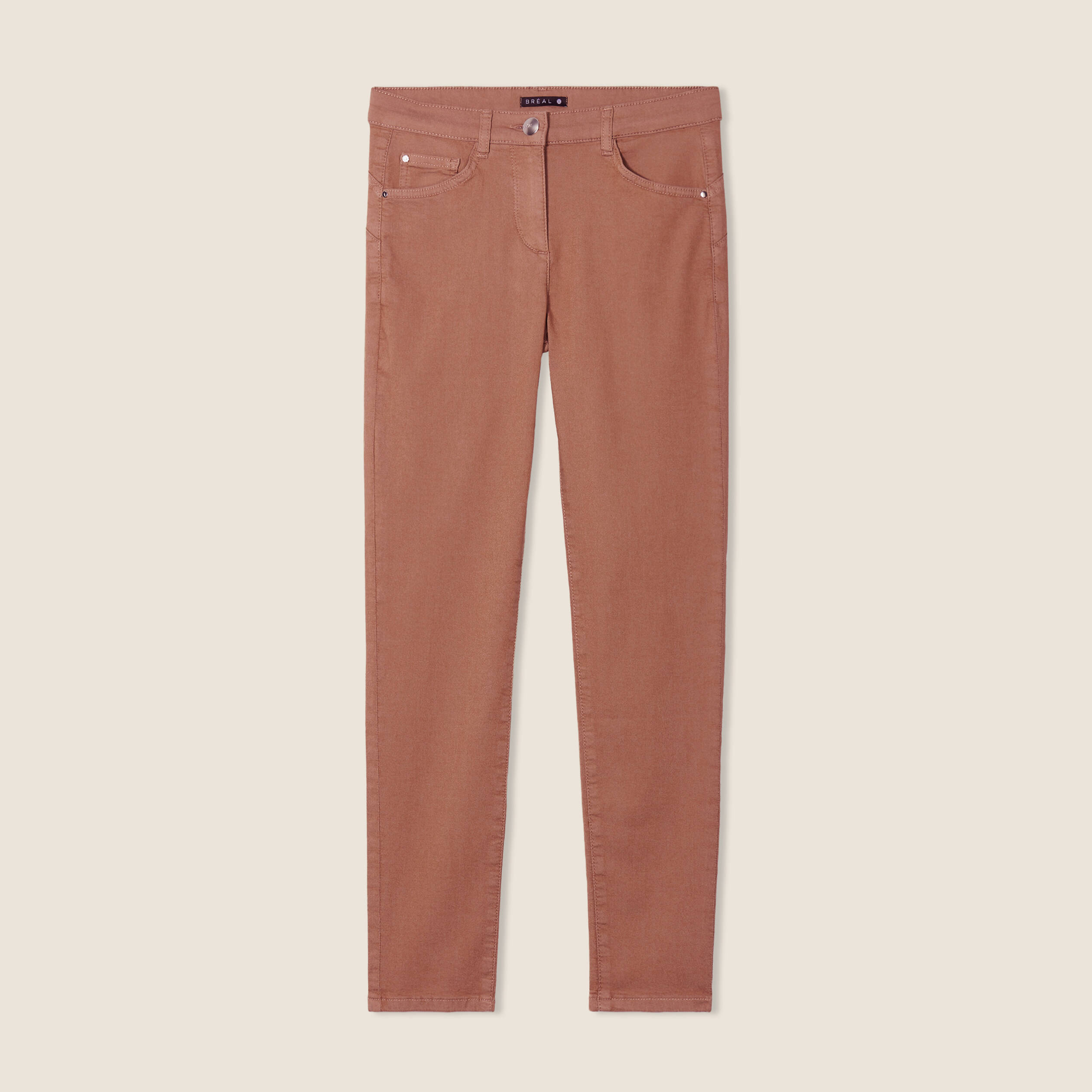 Pantalon léger taille standard 7/8ème marron femme
