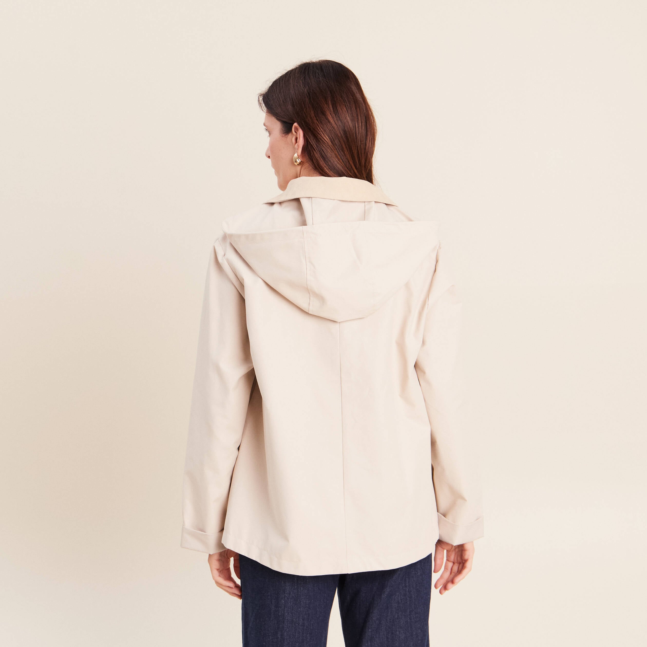 Parka ample courte manches longues sable femme