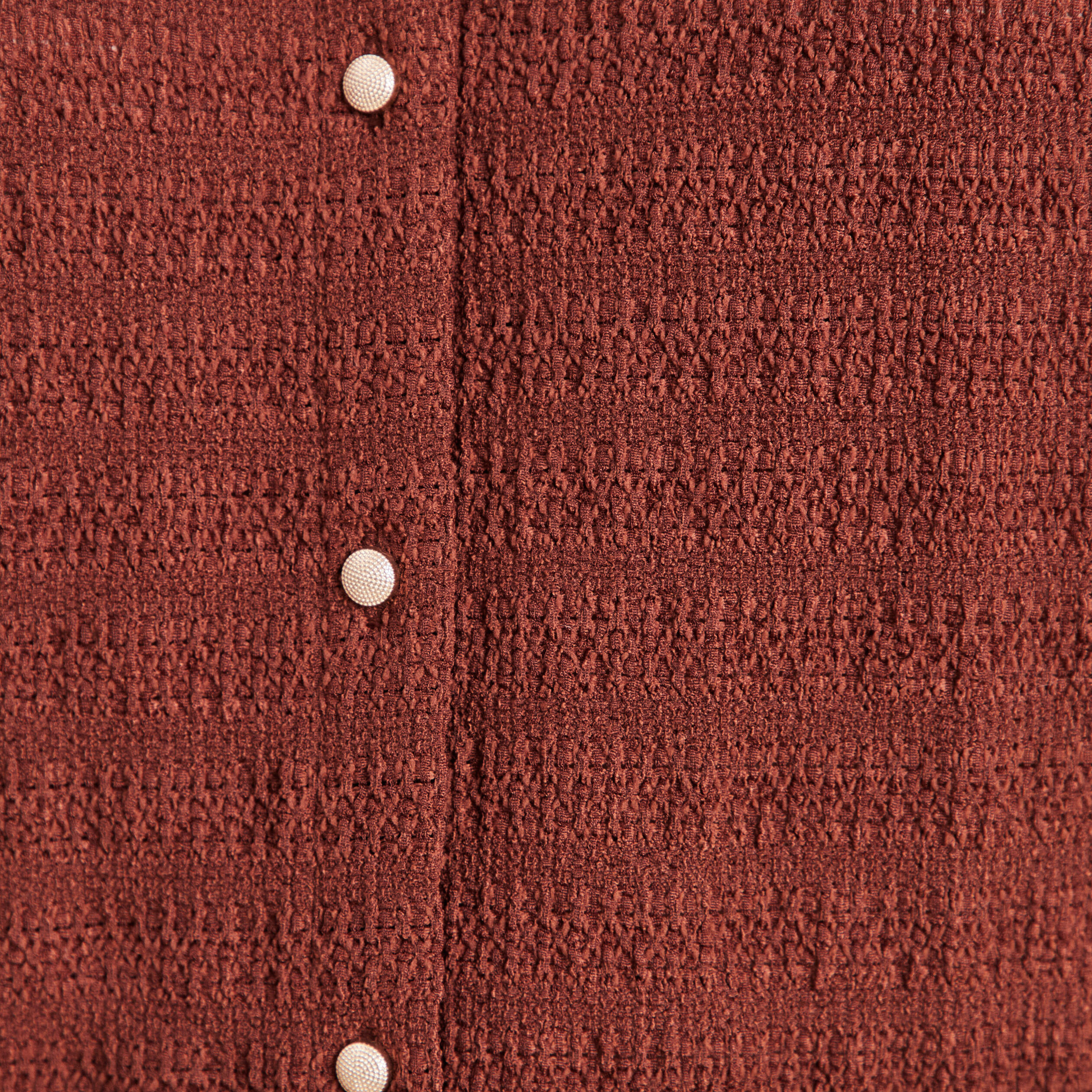 T-shirt manches longues aspect dentelle marron femme