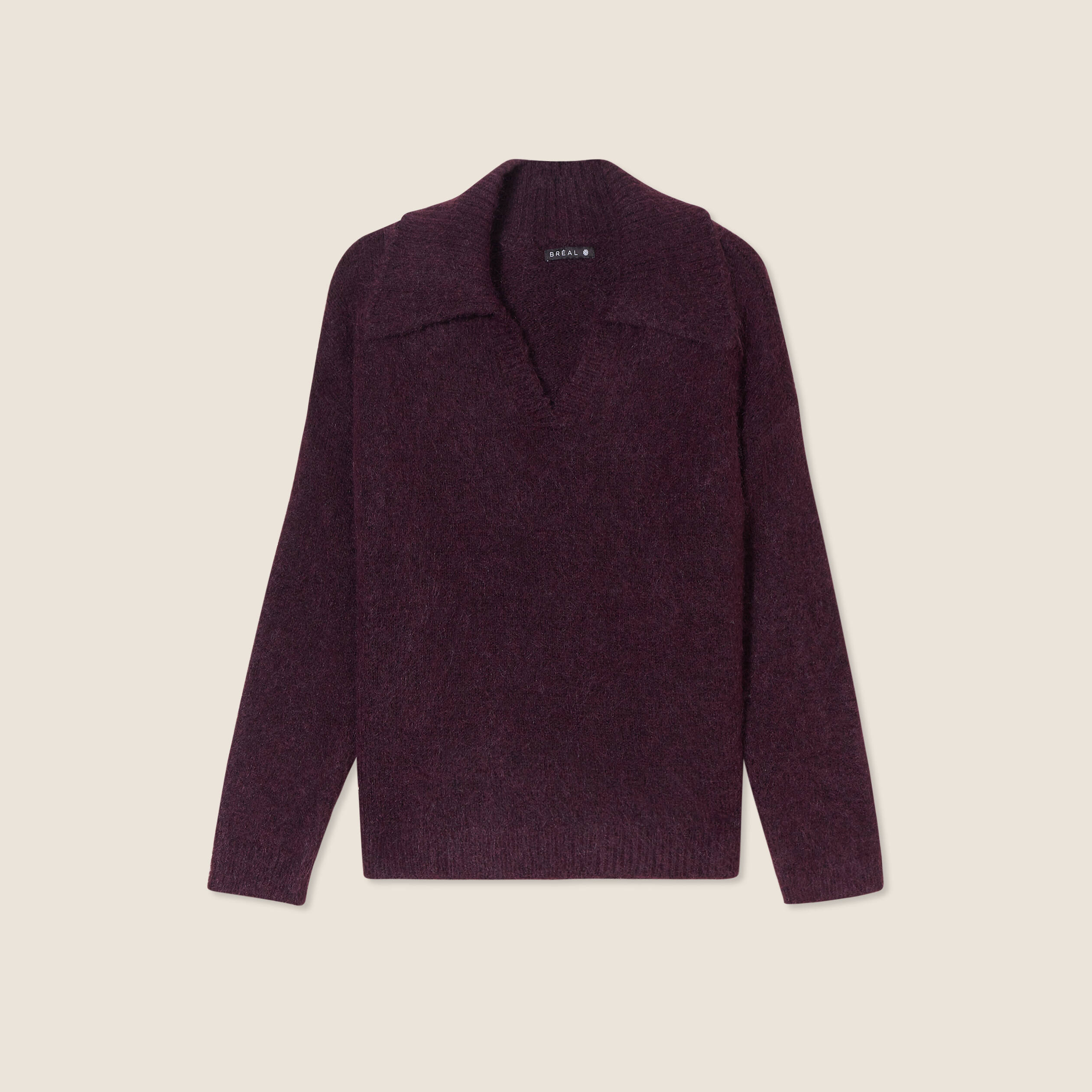 pull manches longues col polo bordeaux femme Pull manches longues col polo bordeaux femme