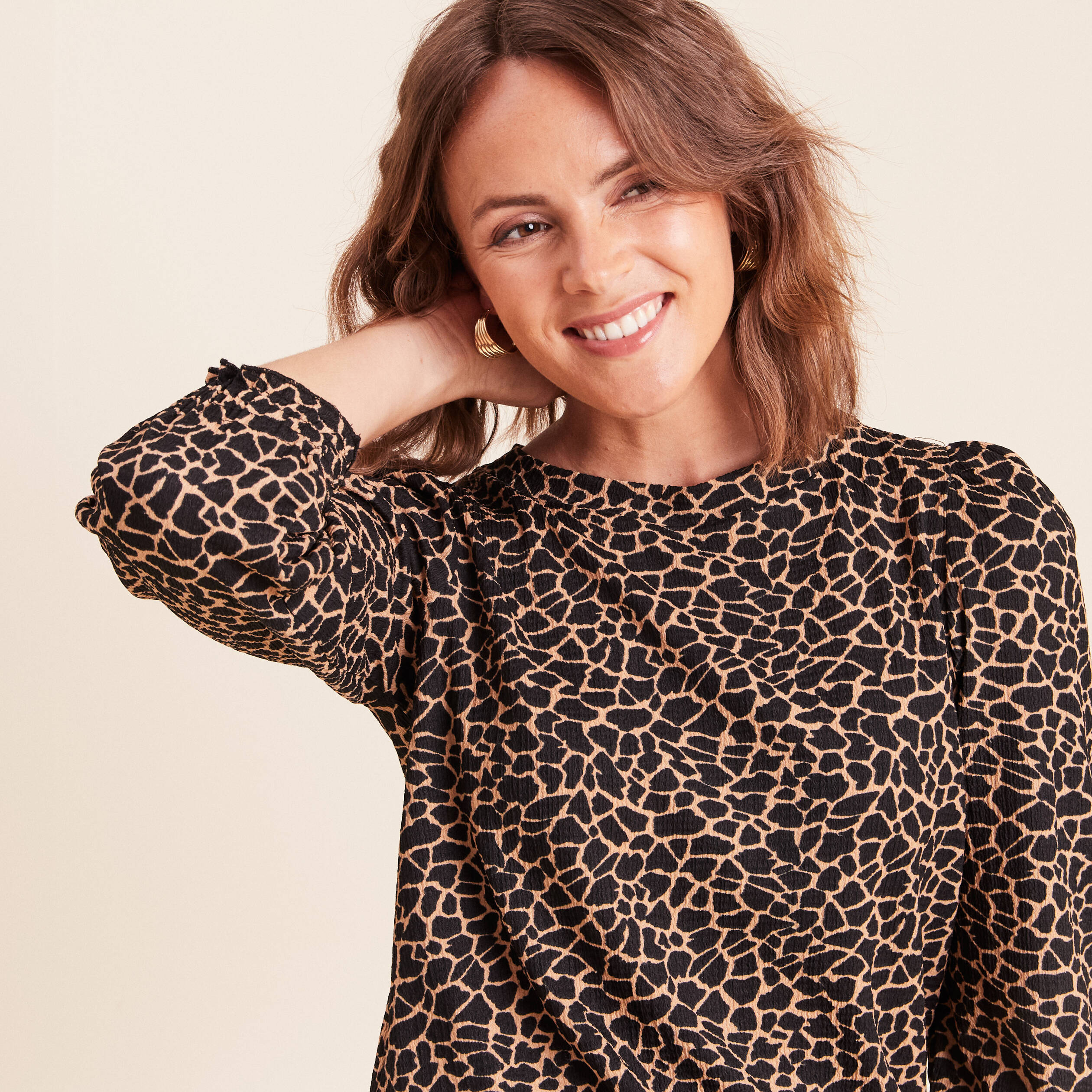 T-shirt manches 3/4 noir femme