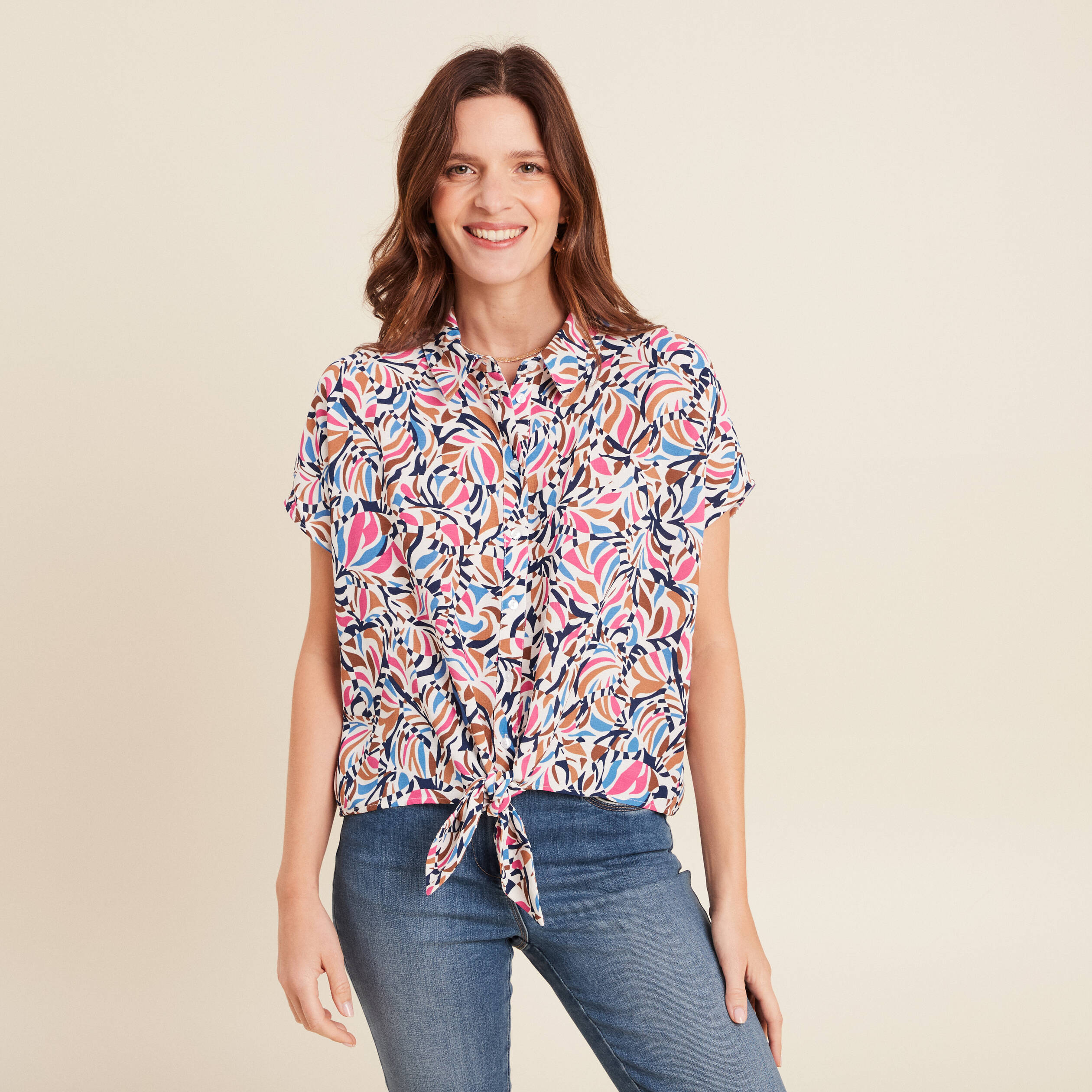chemise manches courtes fluide bleu femme Chemise manches courtes fluide bleu femme