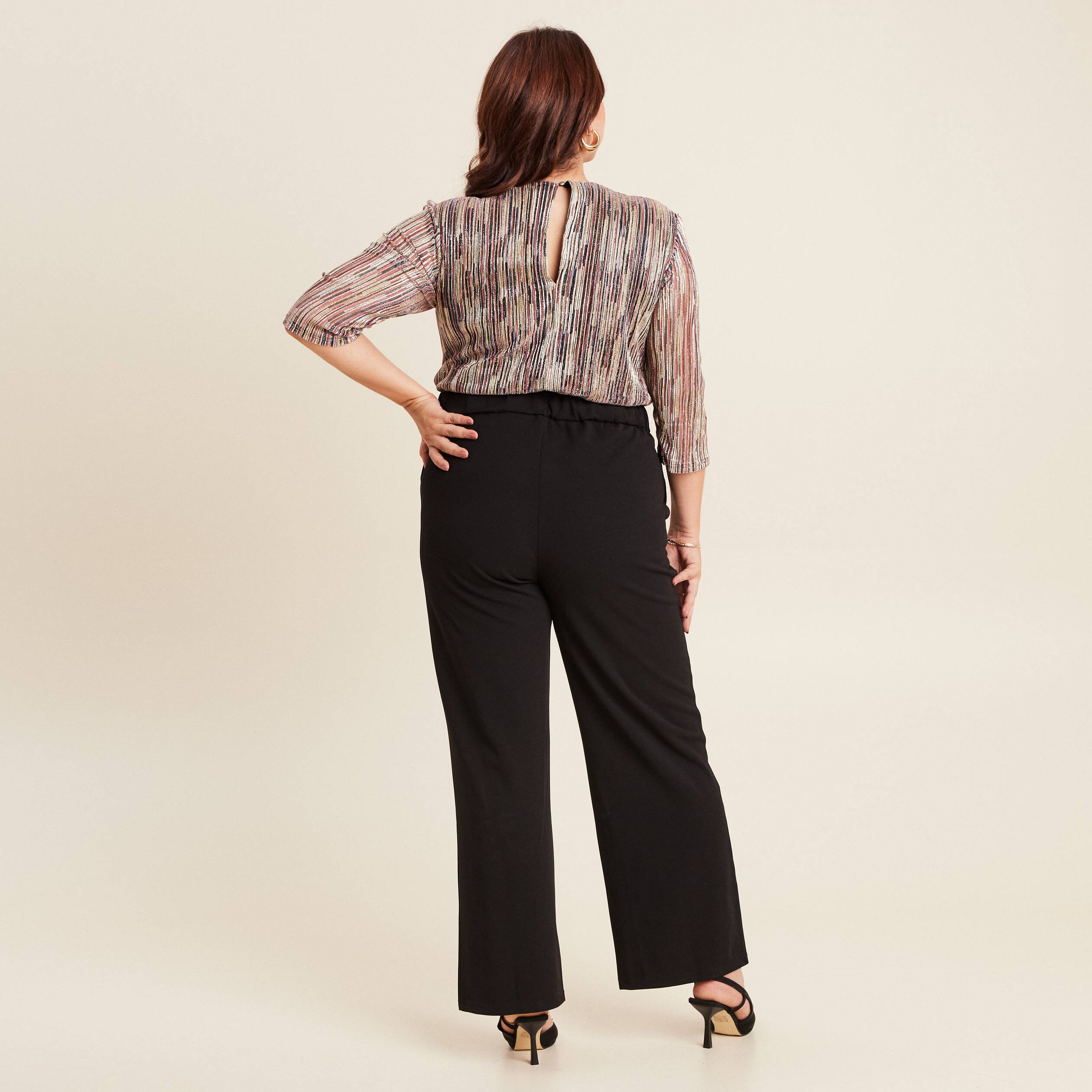 Combinaison pantalon pailletée rose femme