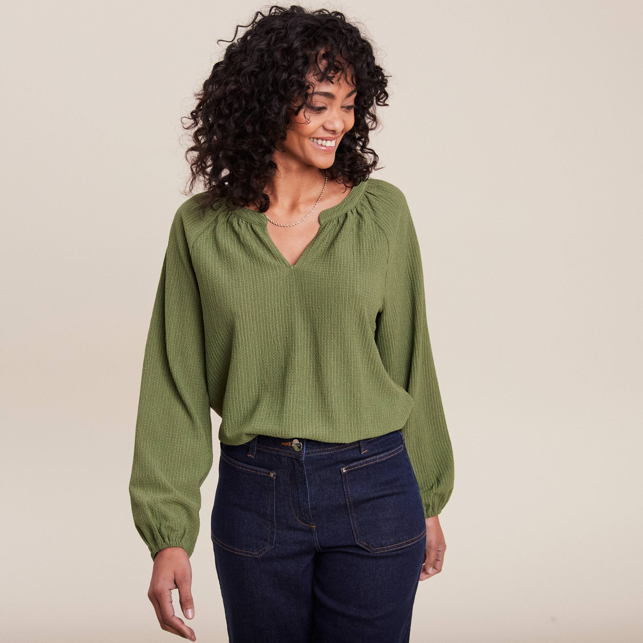 T shirt manche longue vert on sale femme