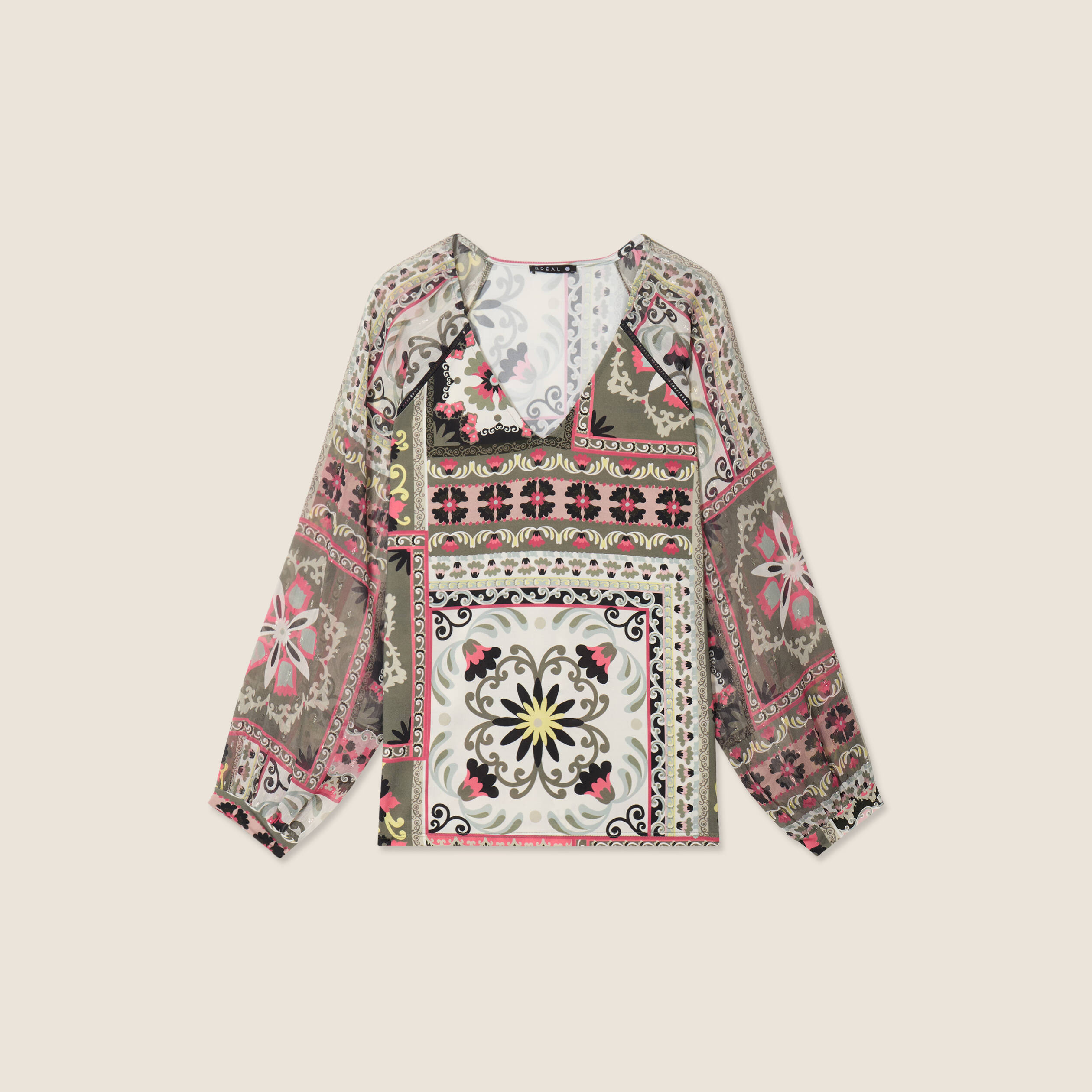 T-shirt manches 3/4 multicolore femme