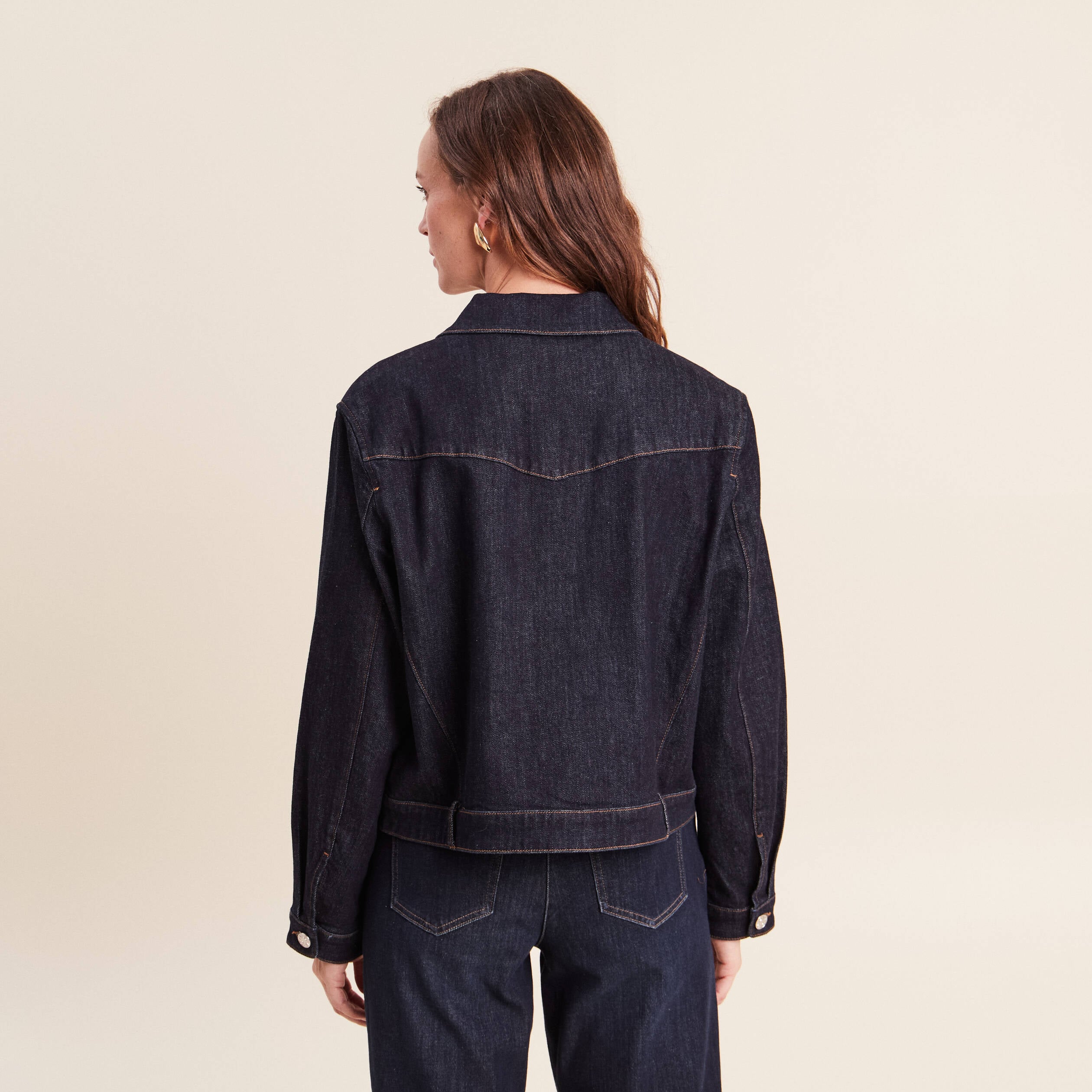 Veste manches longues en jean denim brut femme