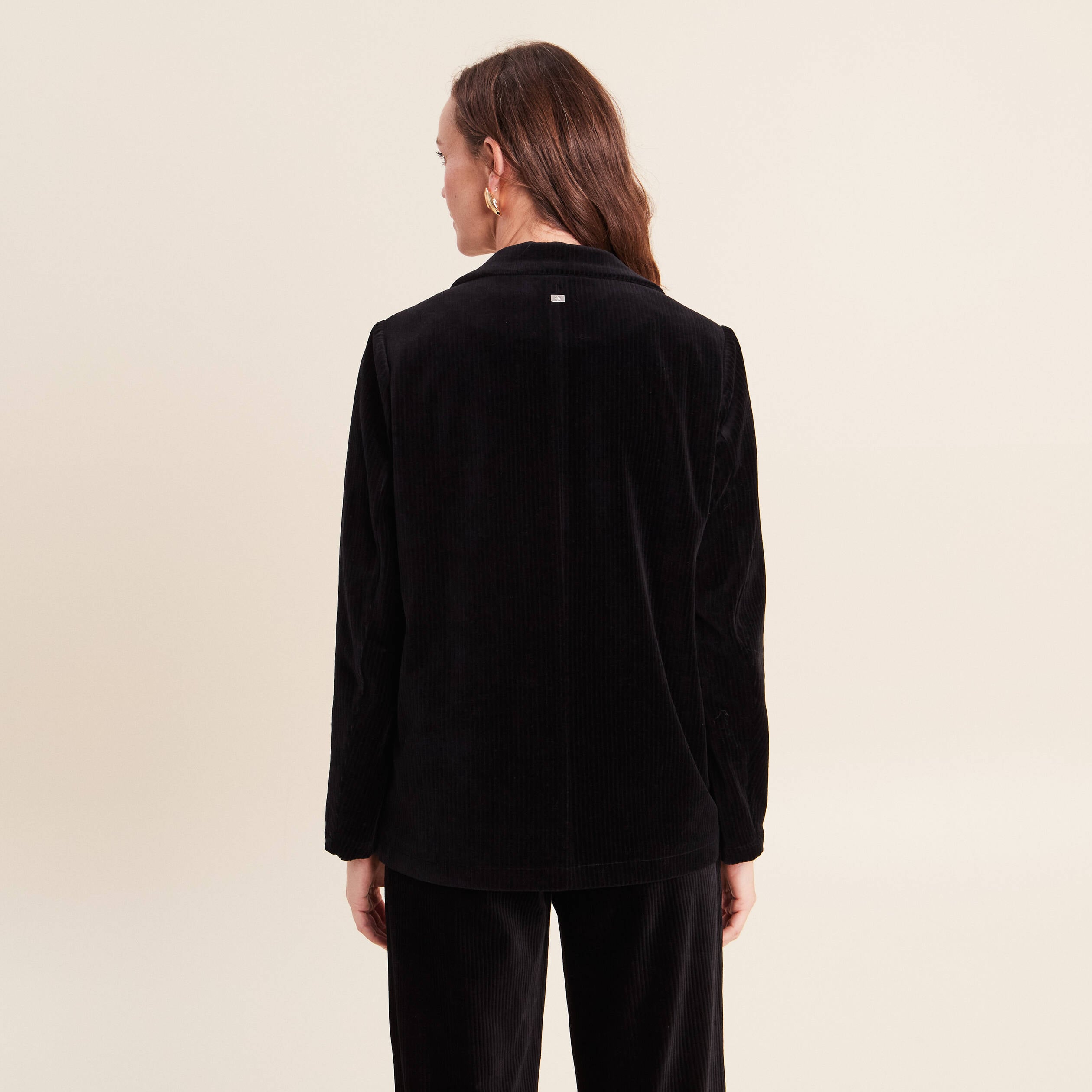 Blazer col tailleur doubl&eacute; noir femme