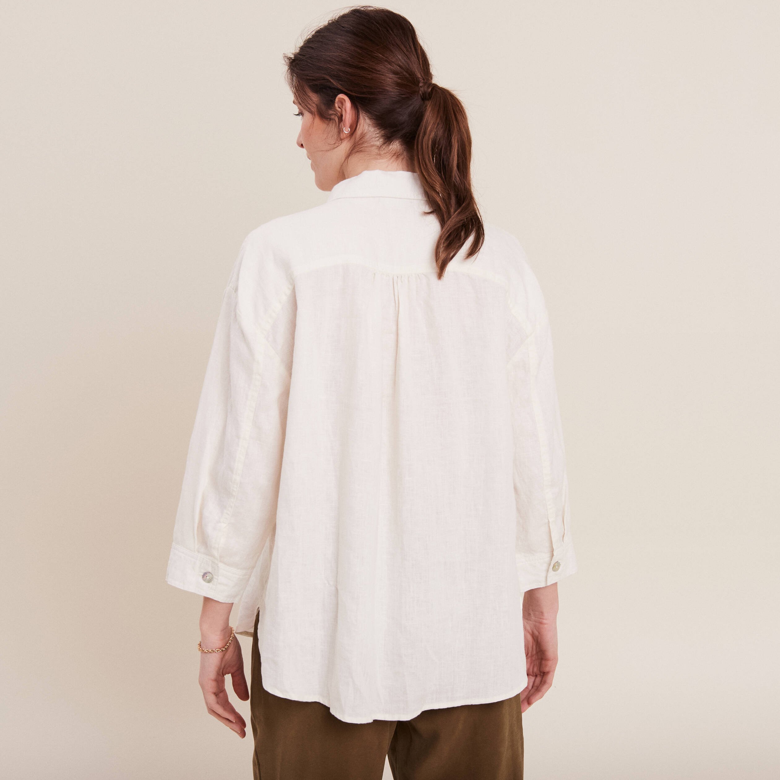 Chemise manches 3/4 ecru femme