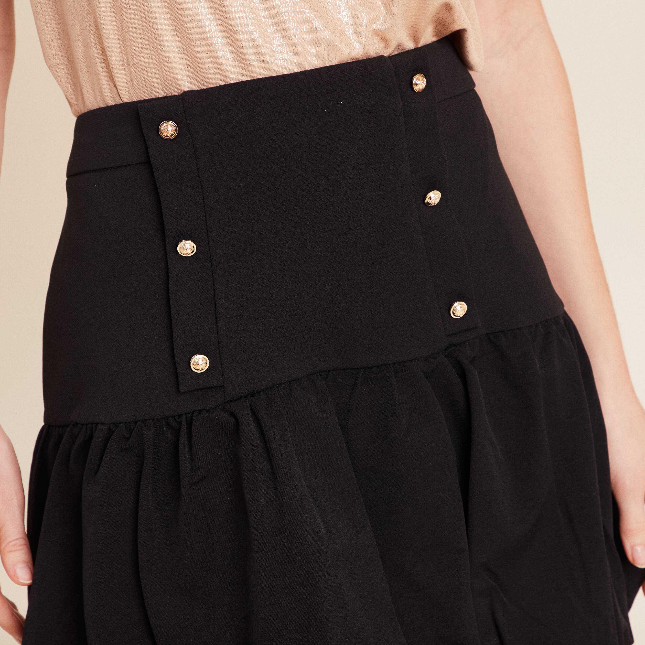 jupe ajustee effet boule noir femme Jupe ajustée effet boule noir femme