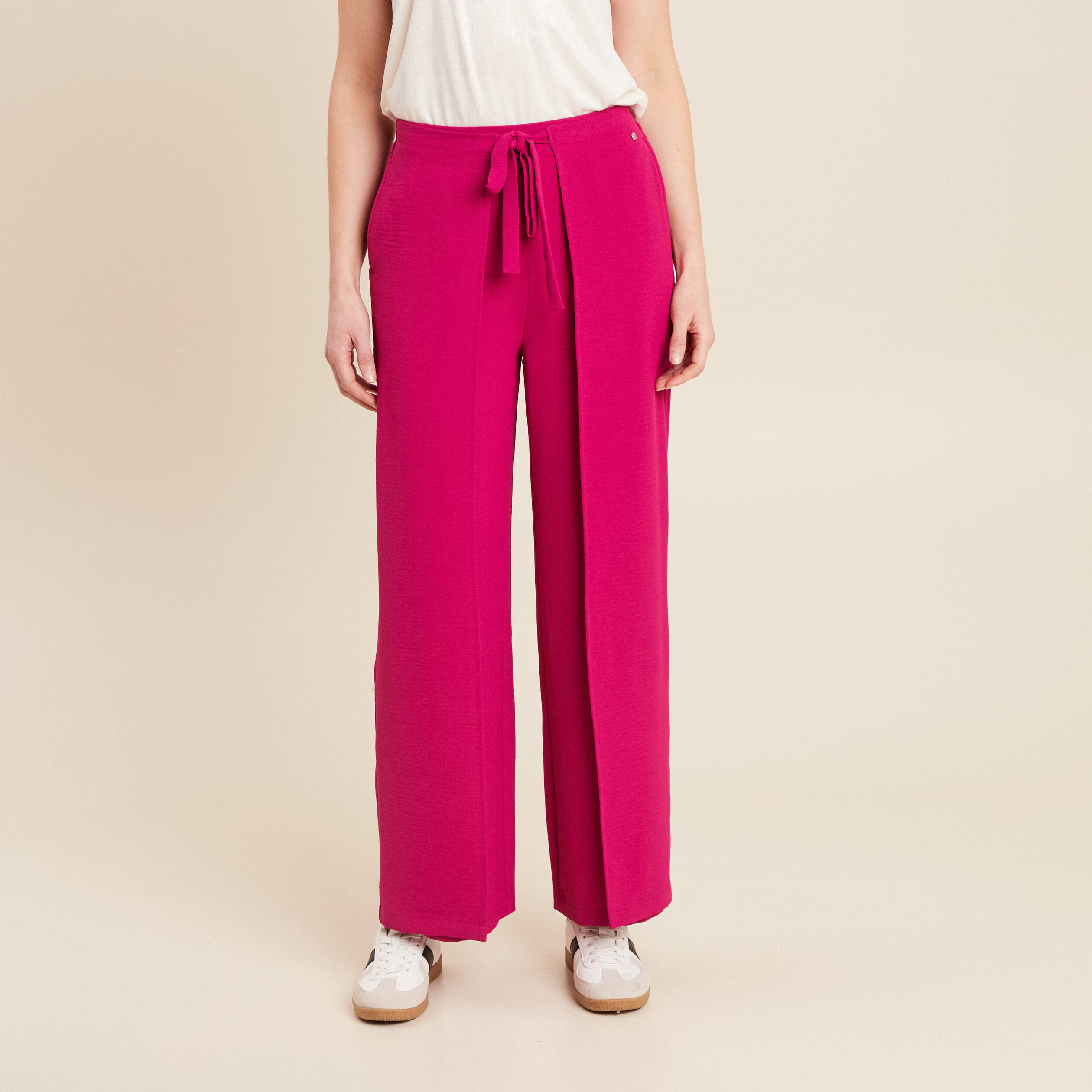 Pantalon portefeuille rose fushia femme