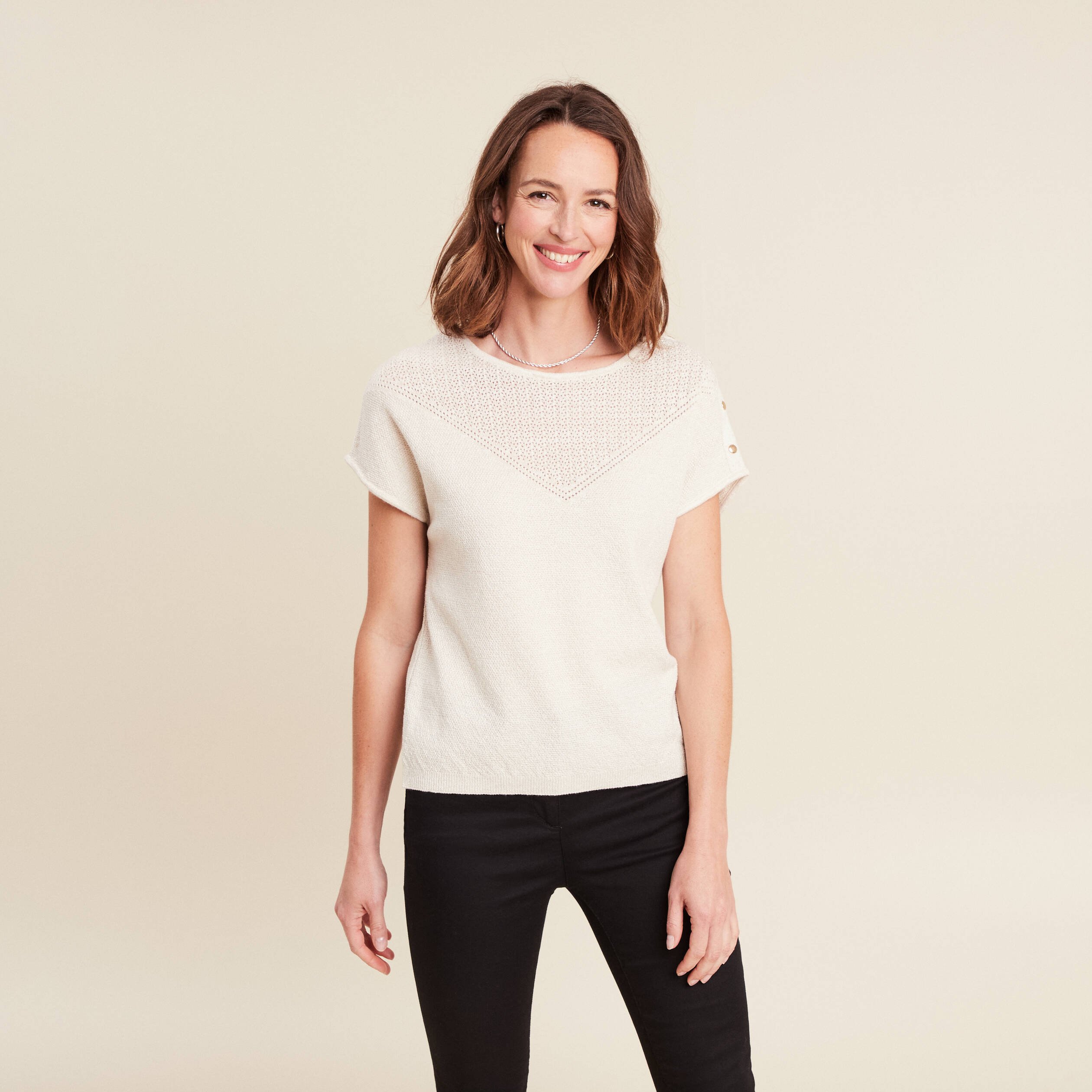 pull manches courtes ecru femme Pull manches courtes ecru femme