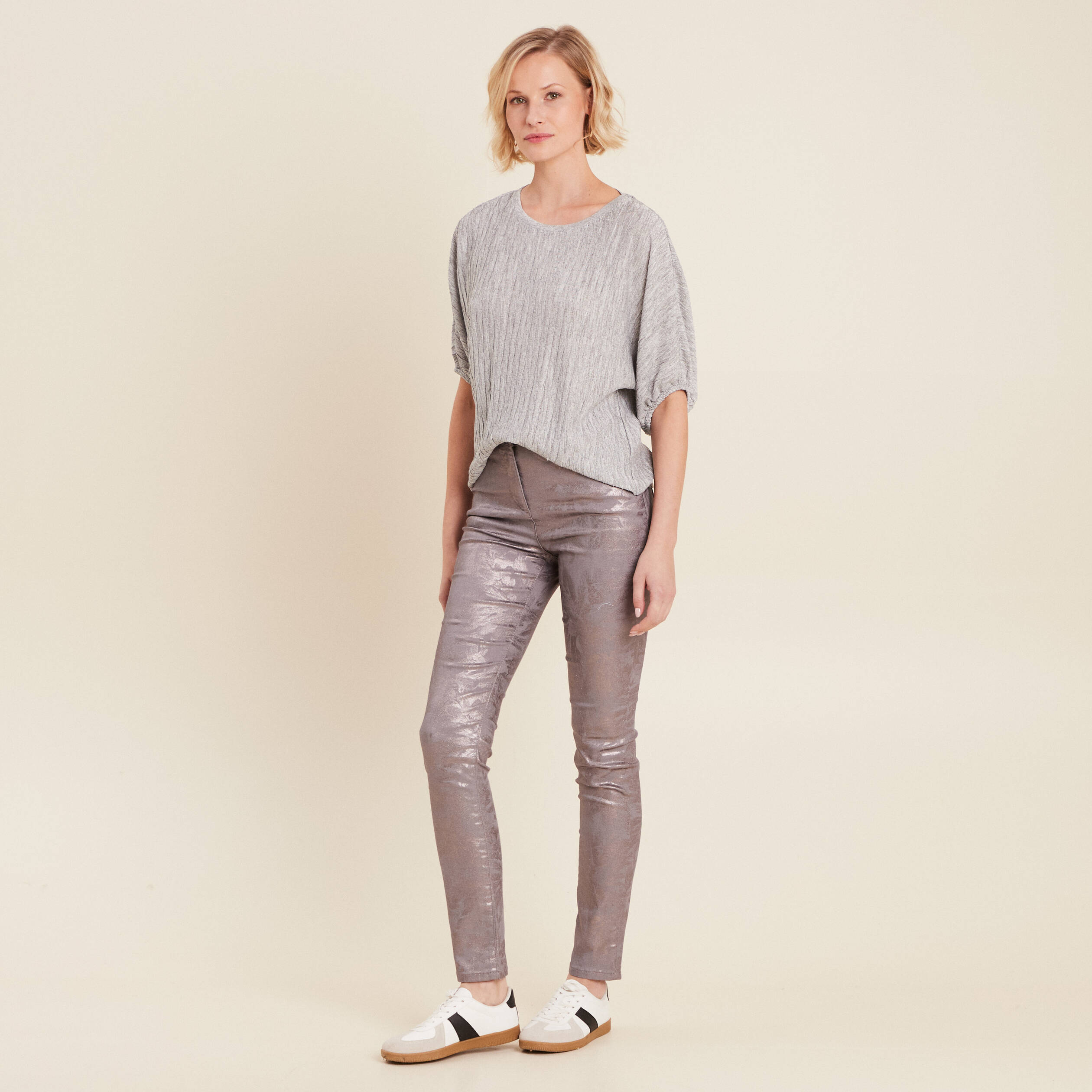 Pantalon ajusté marron femme