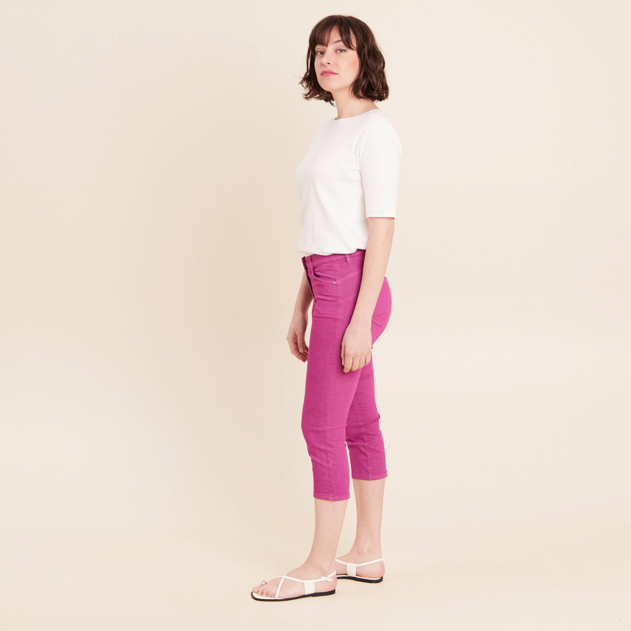 Pantacourt magique Le L&eacute;ger coupe droite violet femme