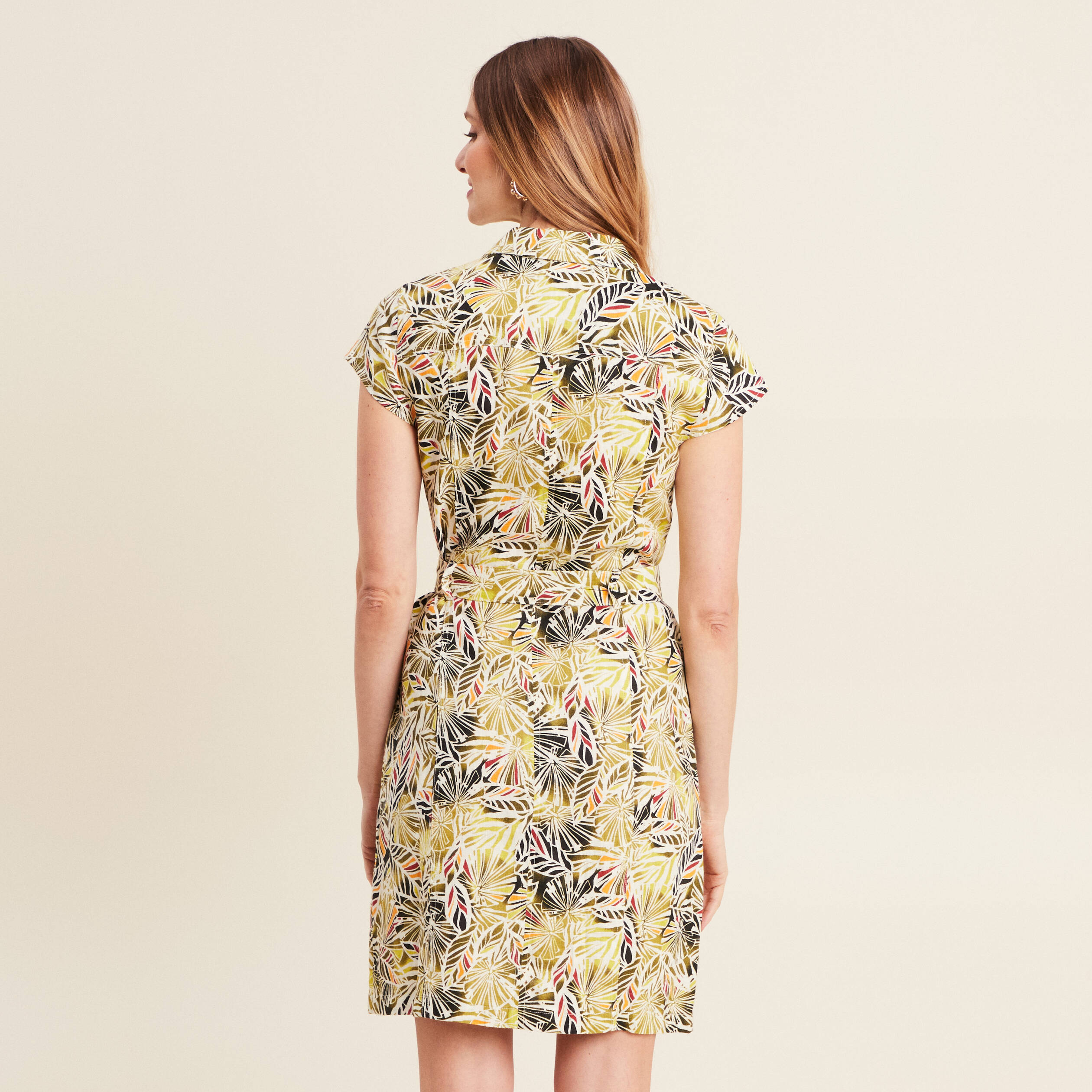 Robe droite zippée vert femme