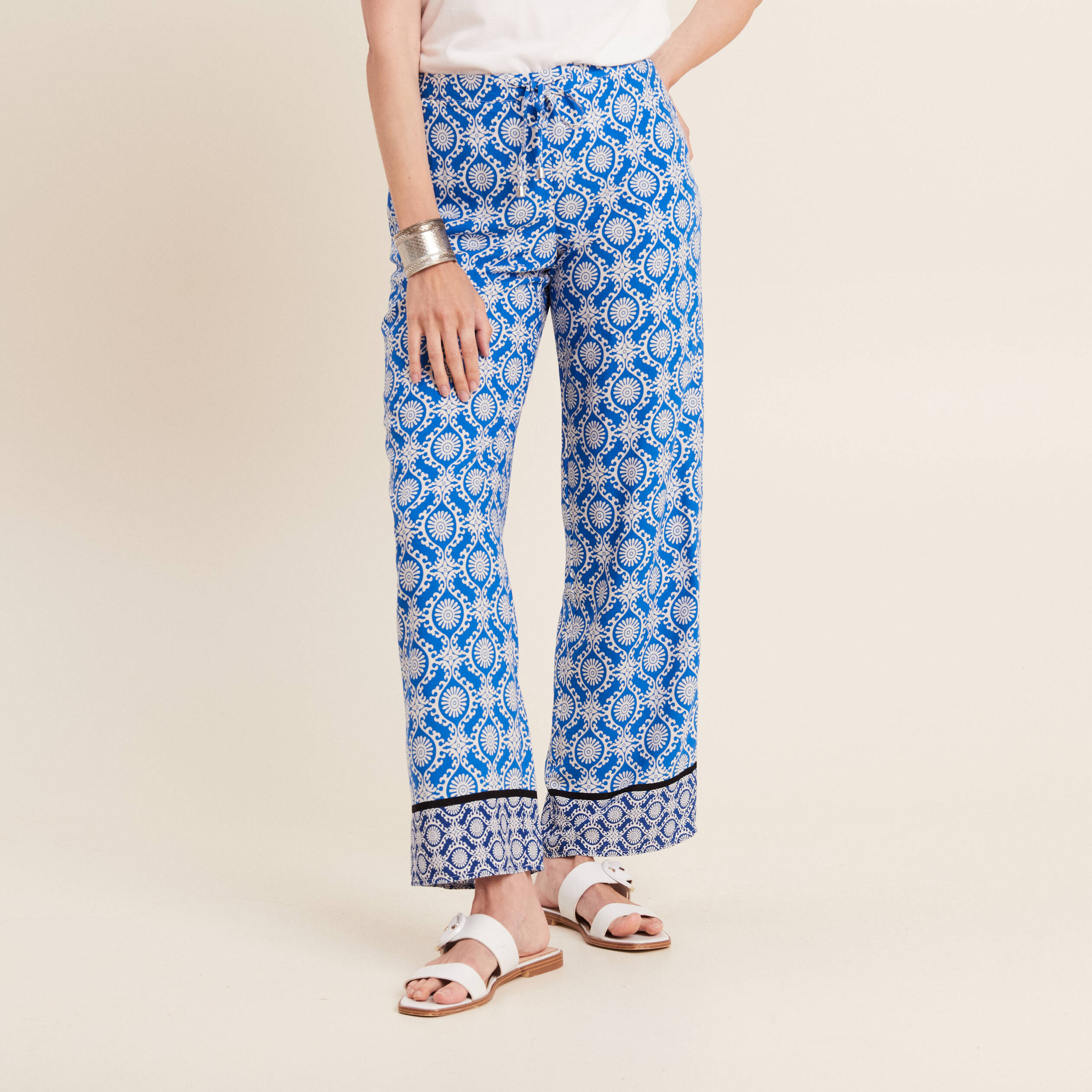 Pantalon flou bleu femme