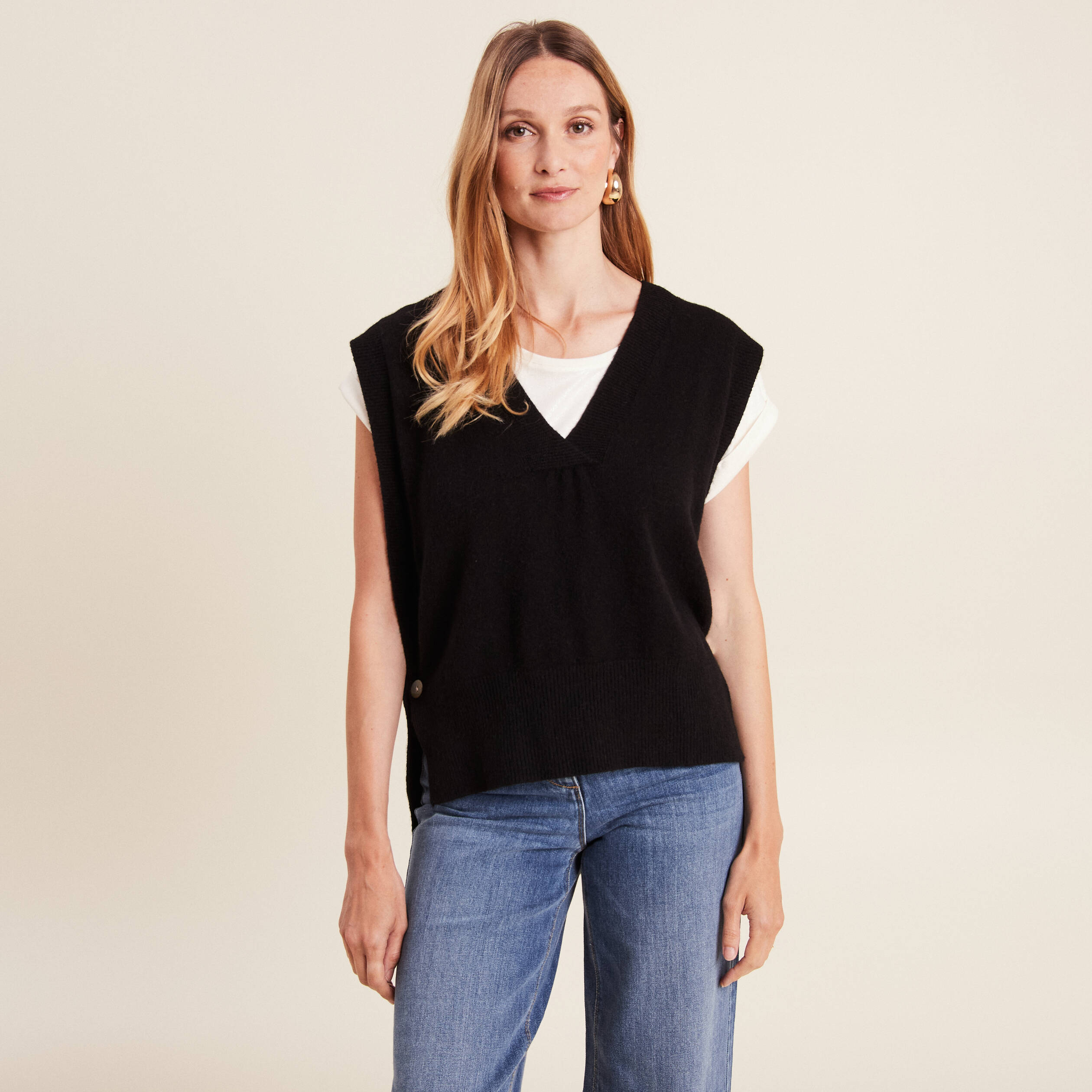 Pull sans manches noir femme Breal