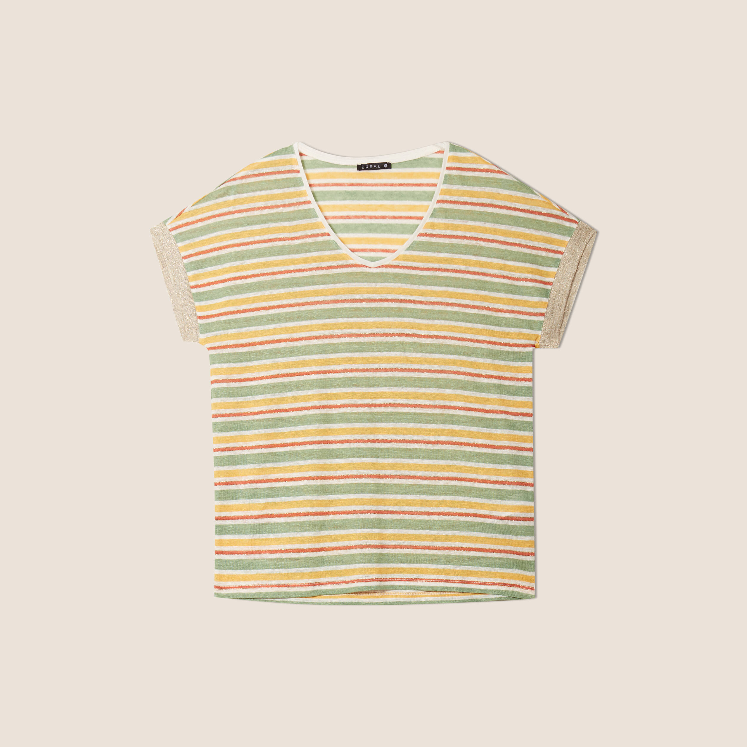 T-shirt manches courtes beige femme