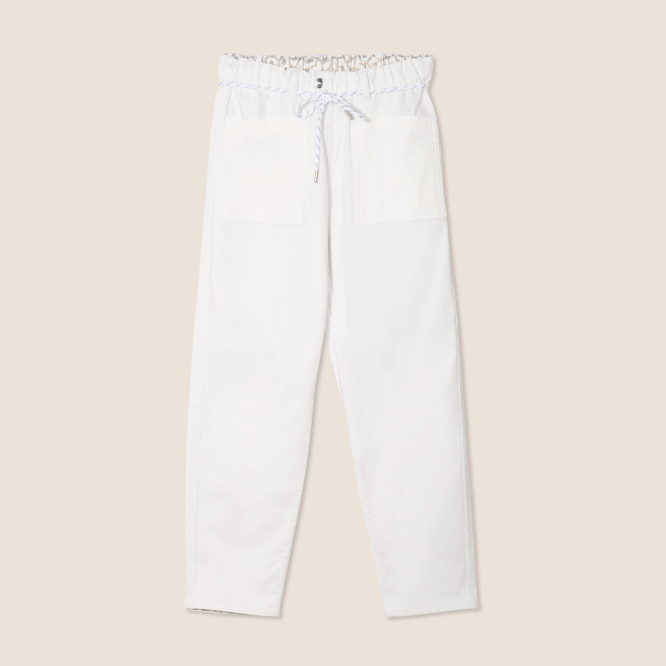 Pantalon droit réversible blanc femme