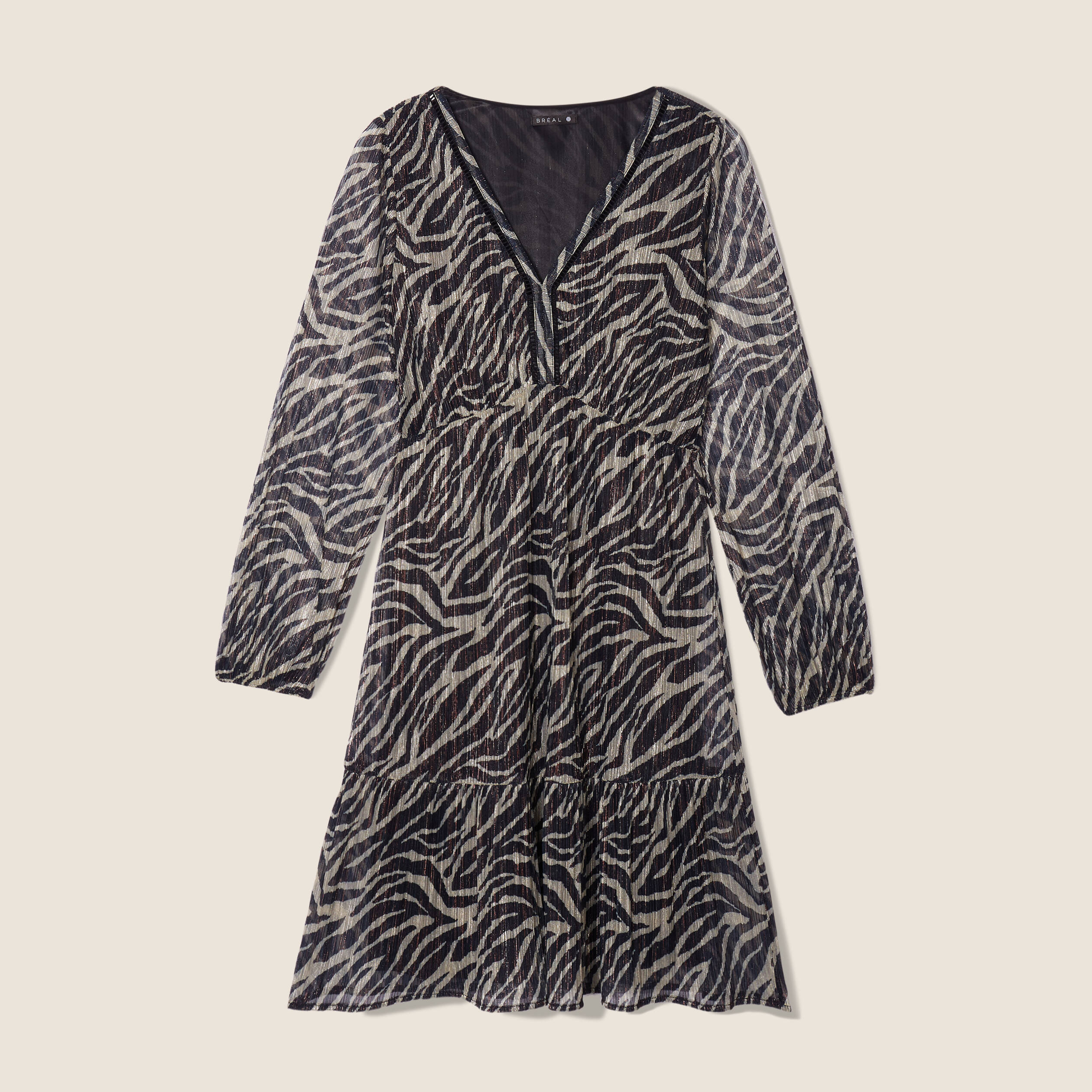 Robe evasee manches longues noir femme Breal