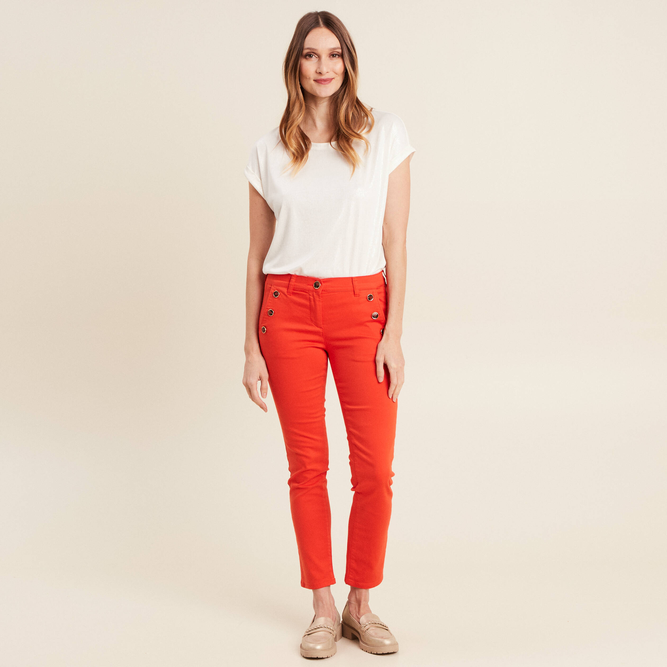 Pantalon ajusté 7/8ème orange foncé femme