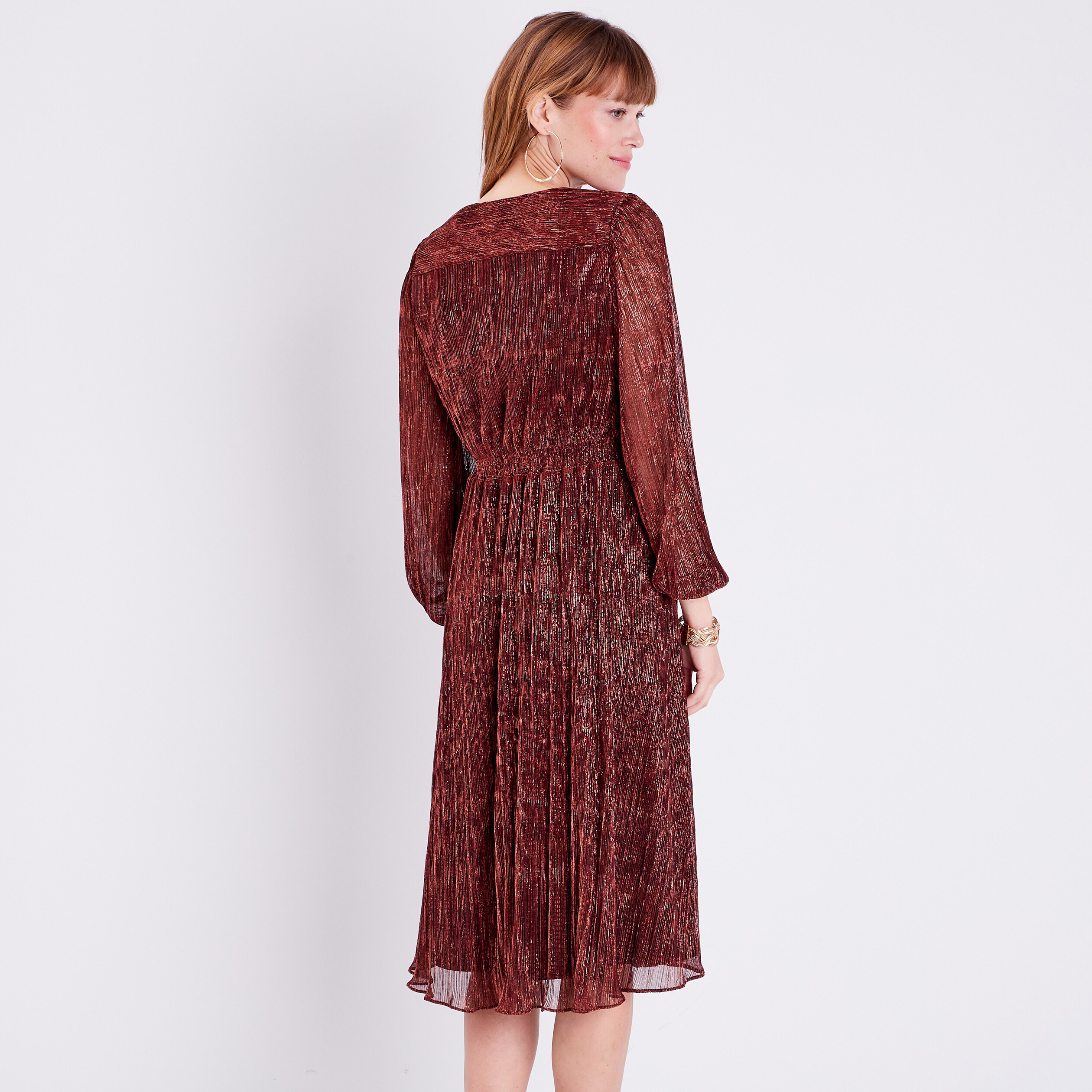 Robe longue droite rose femme