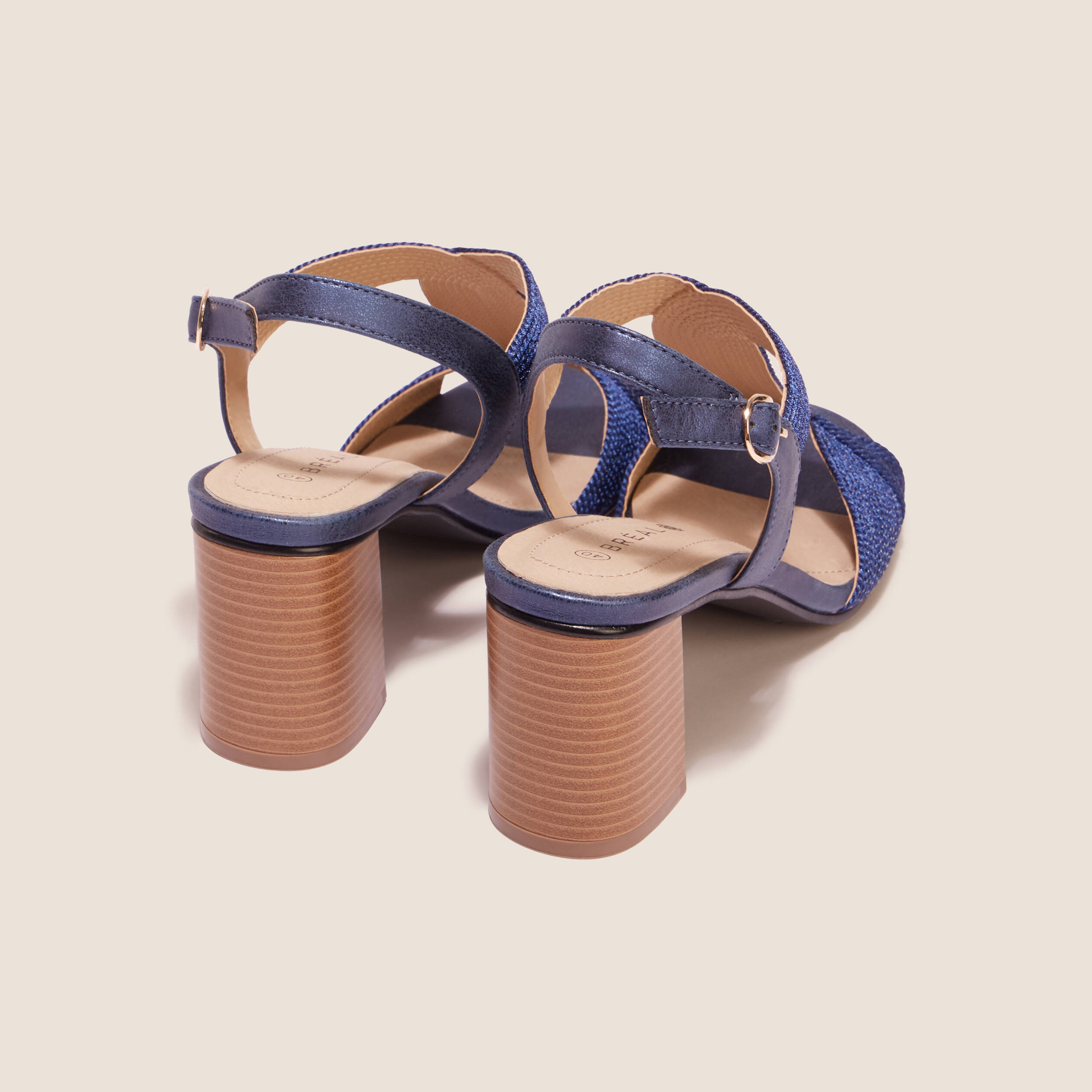Sandales à talons bottiers bleu marine femme