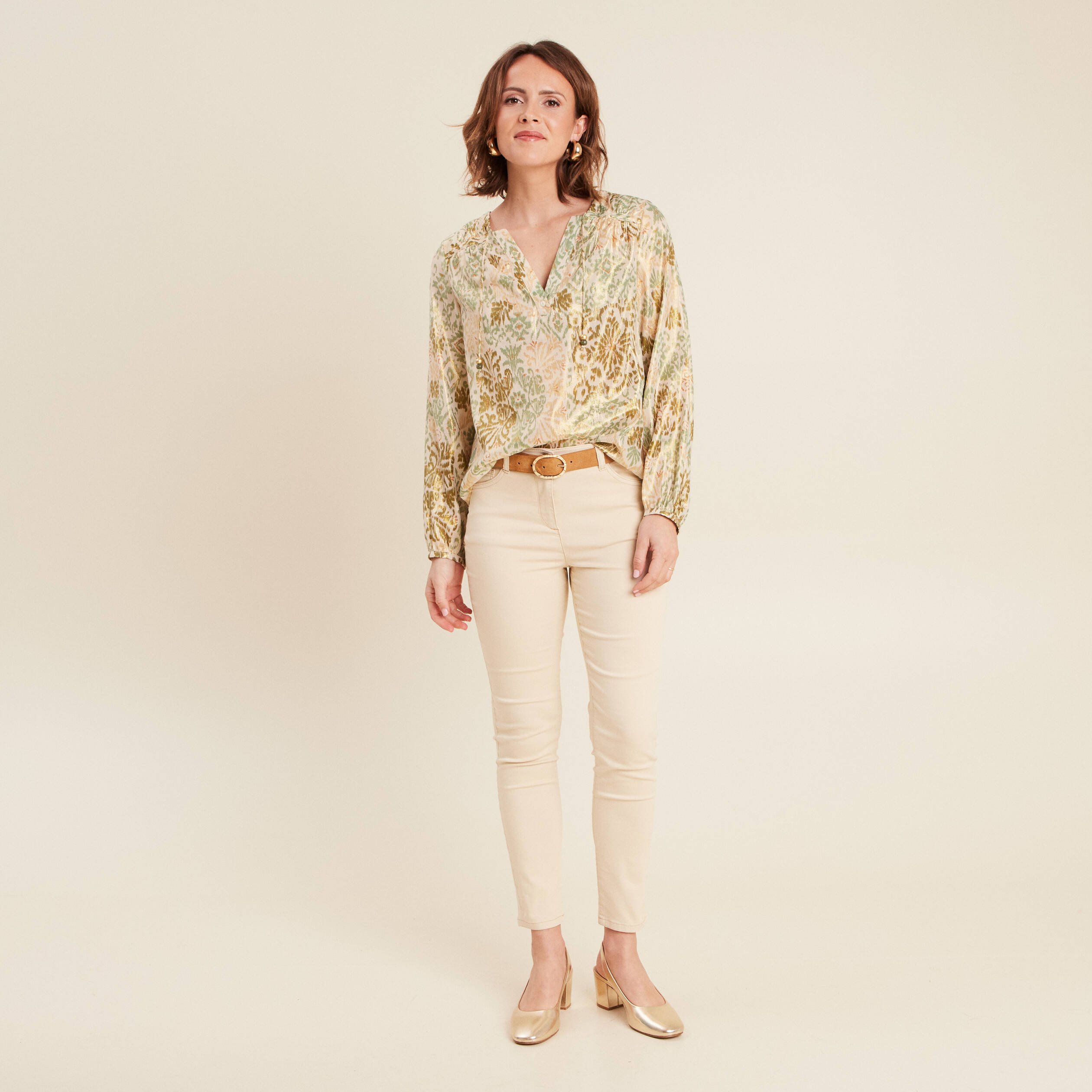 Blouse manches longues vert clair femme