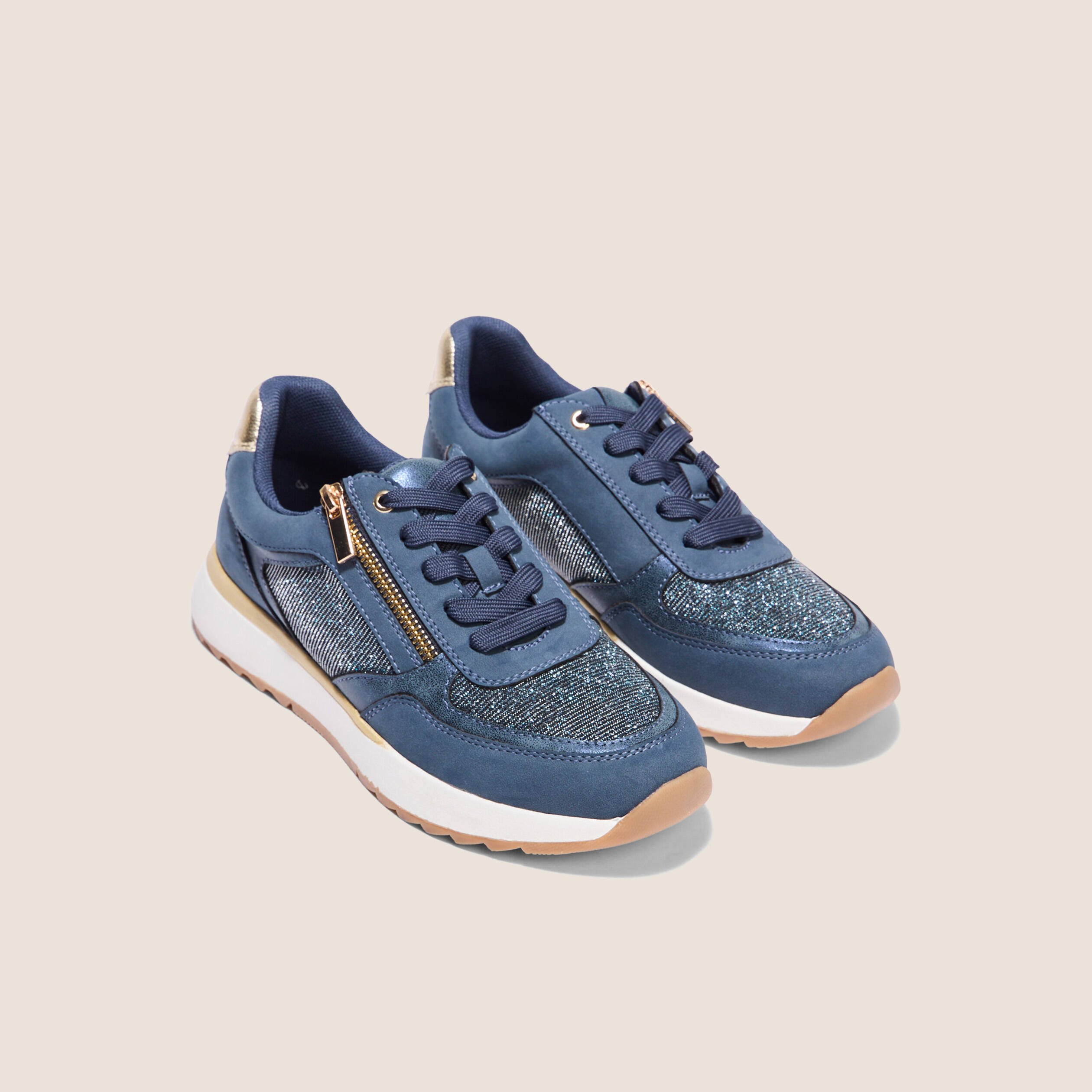 Baskets details pailletes bleu marine femme Breal