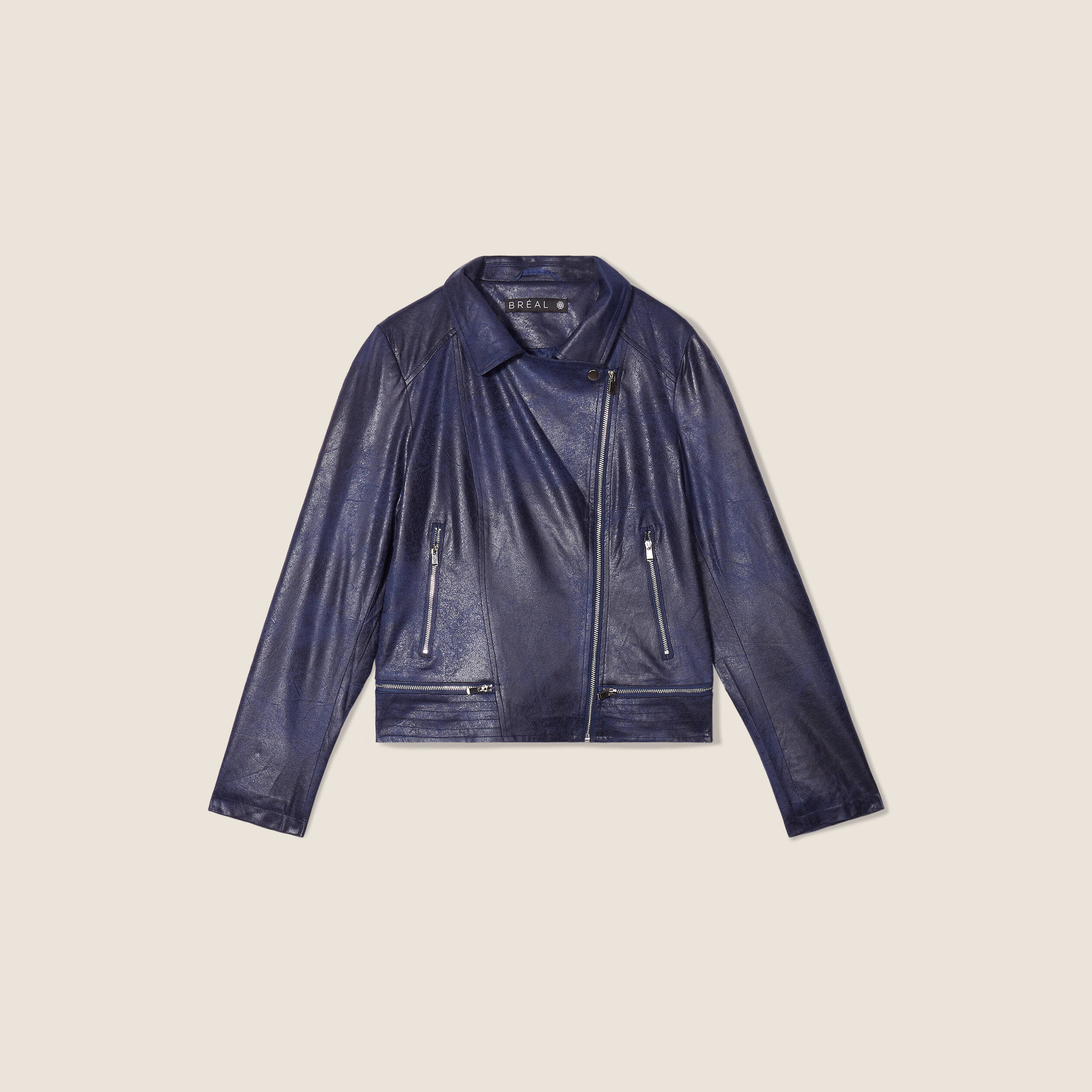 veste esprit motard zippee bleu fonce femme Veste esprit motard zippée bleu foncé femme