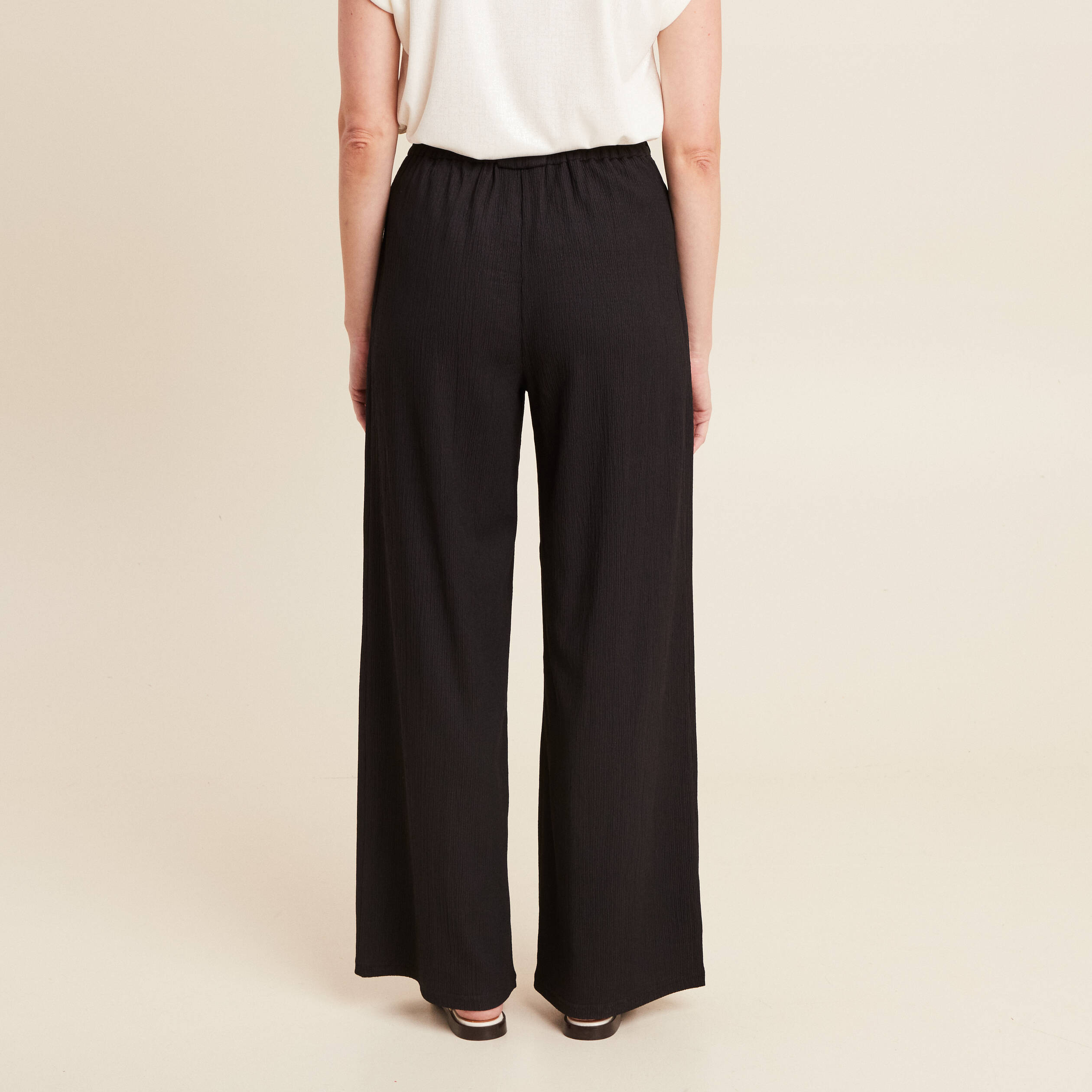 pantalon large taille haute noir femme Pantalon large taille haute noir femme