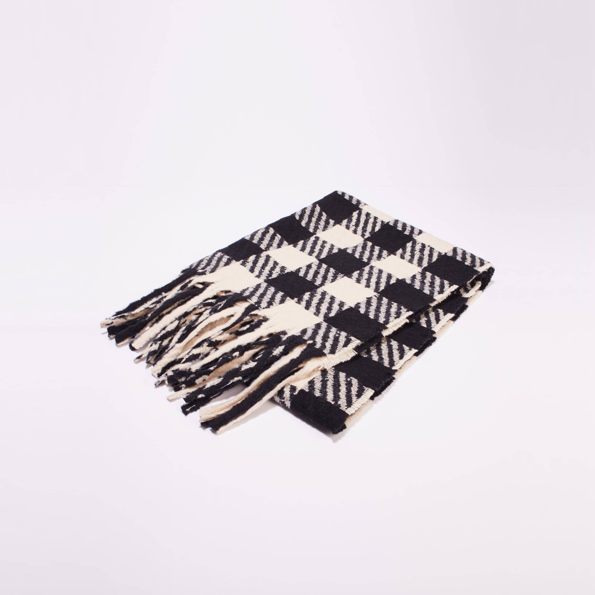 Écharpe à franges noir femme