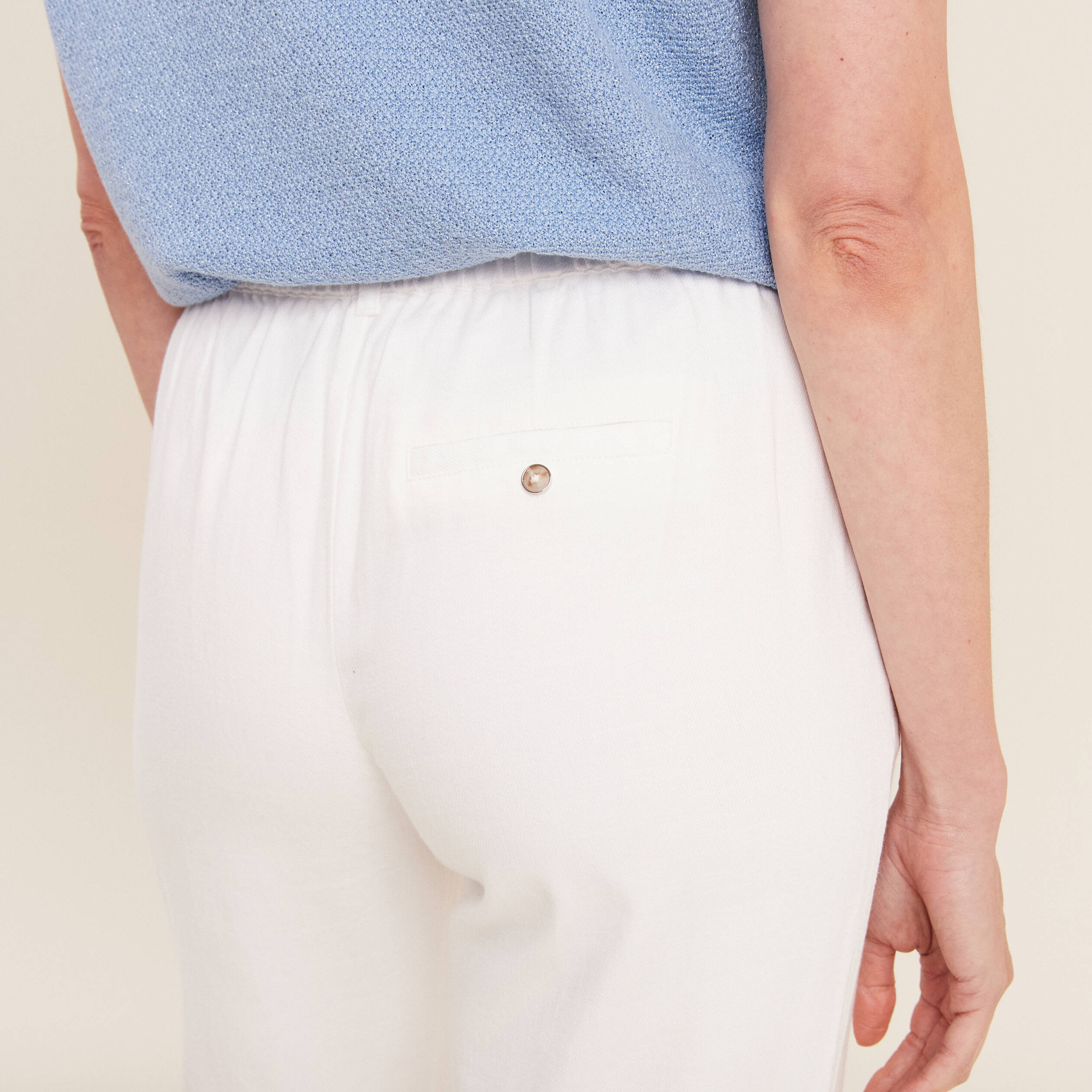 Pantalon droit ecru femme