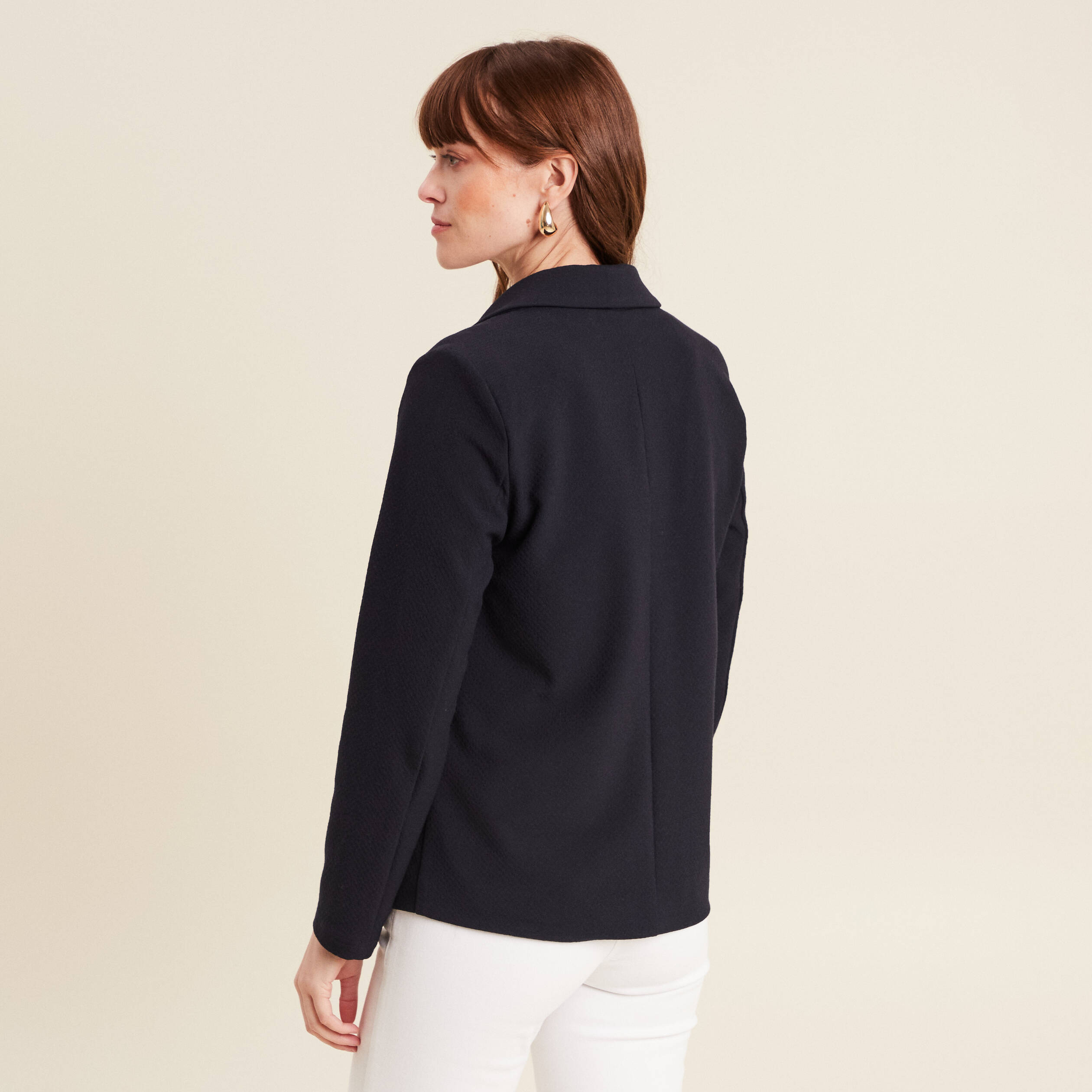 Veste tailleur cintrée bleu foncé femme