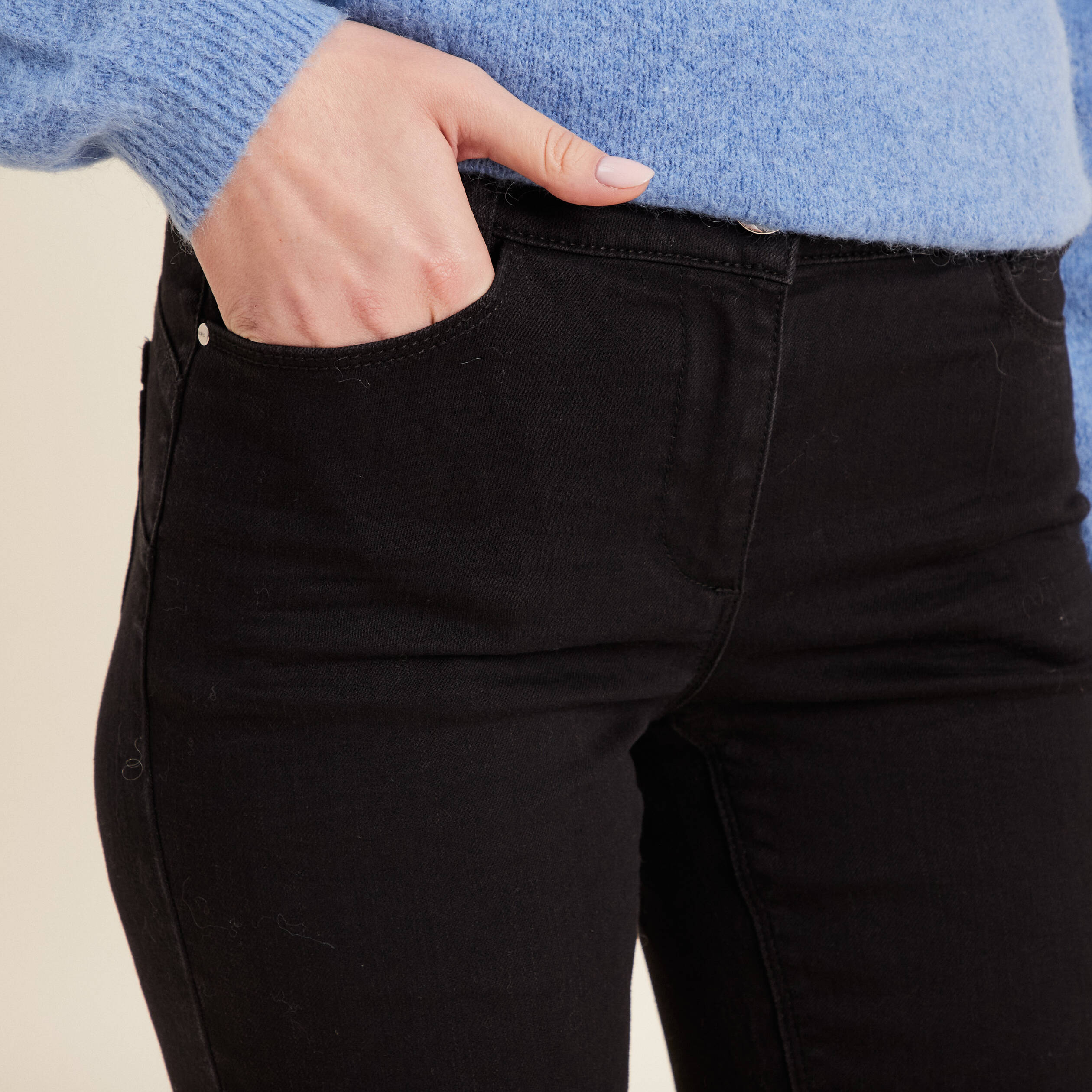jean droit taille basculee noir femme Jean droit taille basculée noir femme