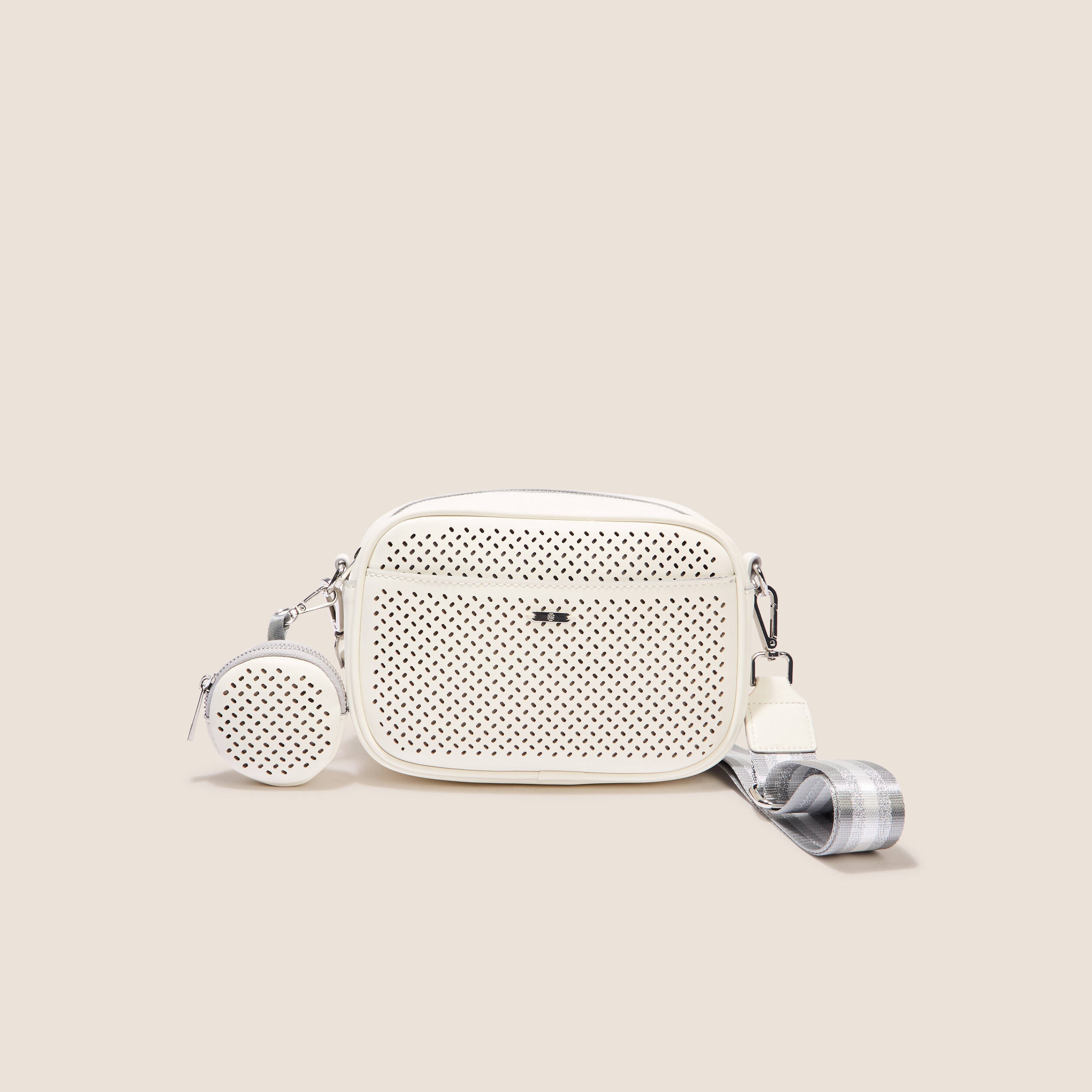 Sac perforé avec pochette ecru femme