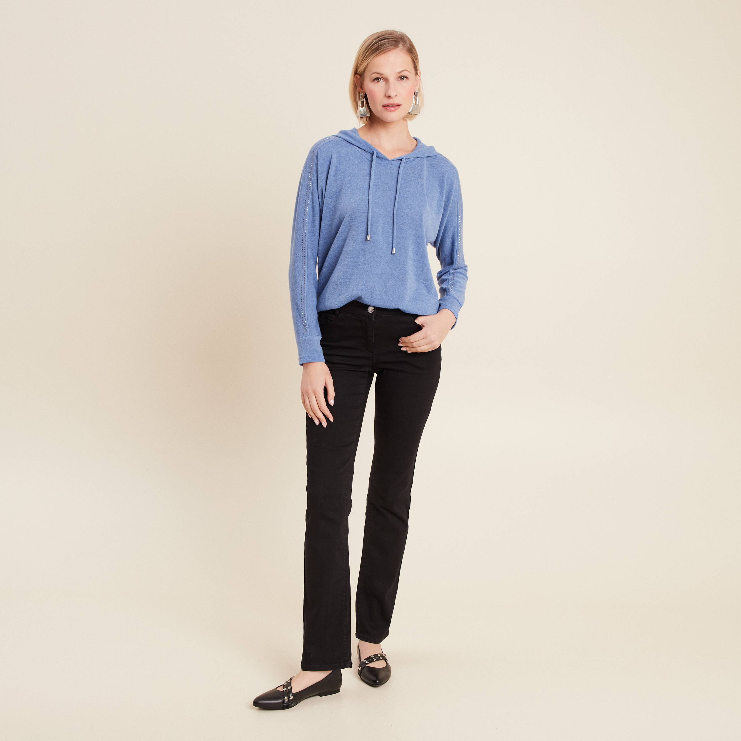 Sweat à capuche bleu ciel femme