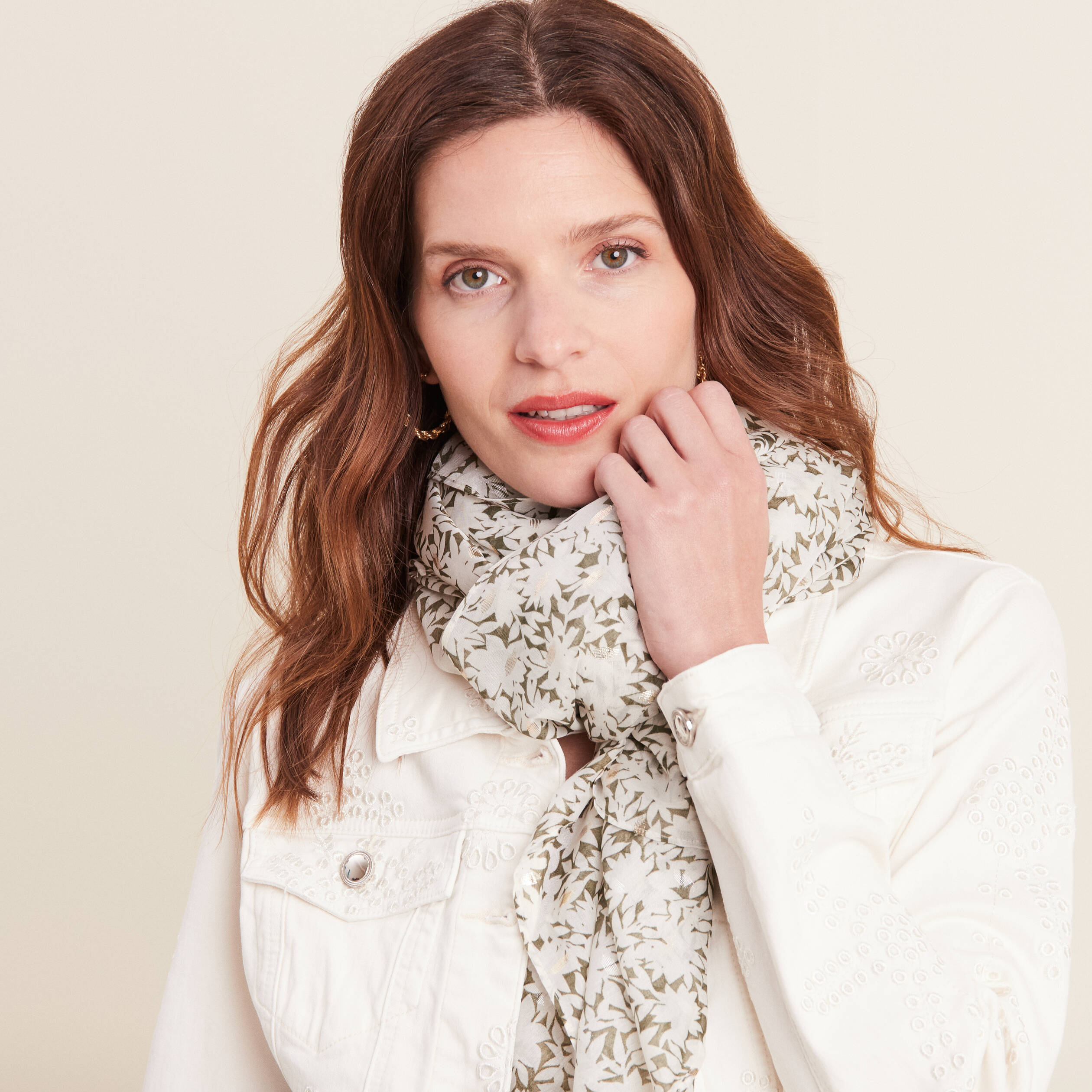 Foulard en voile transparent vert clair femme