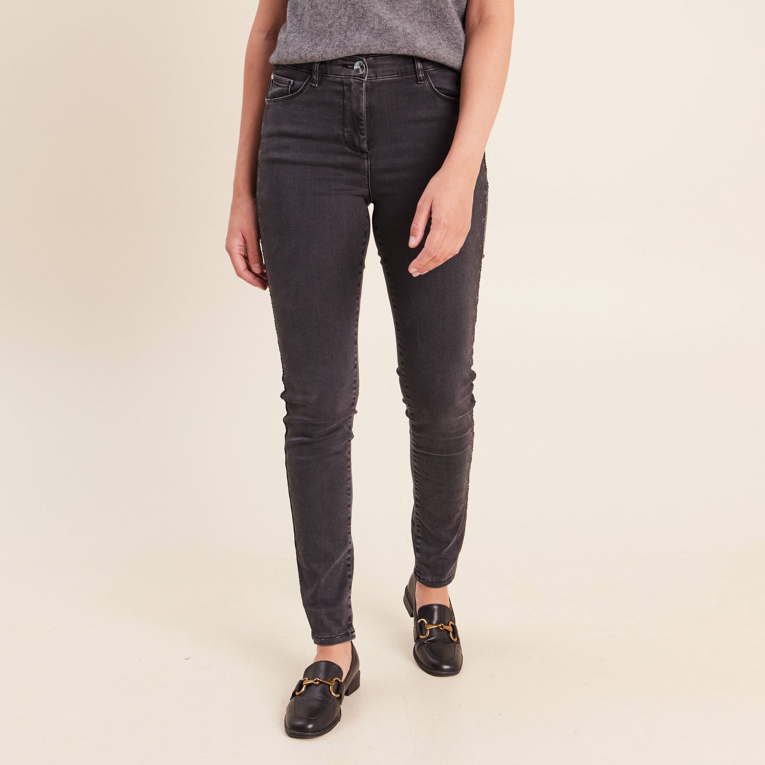 Pantalon magique l'unique denim gris femme