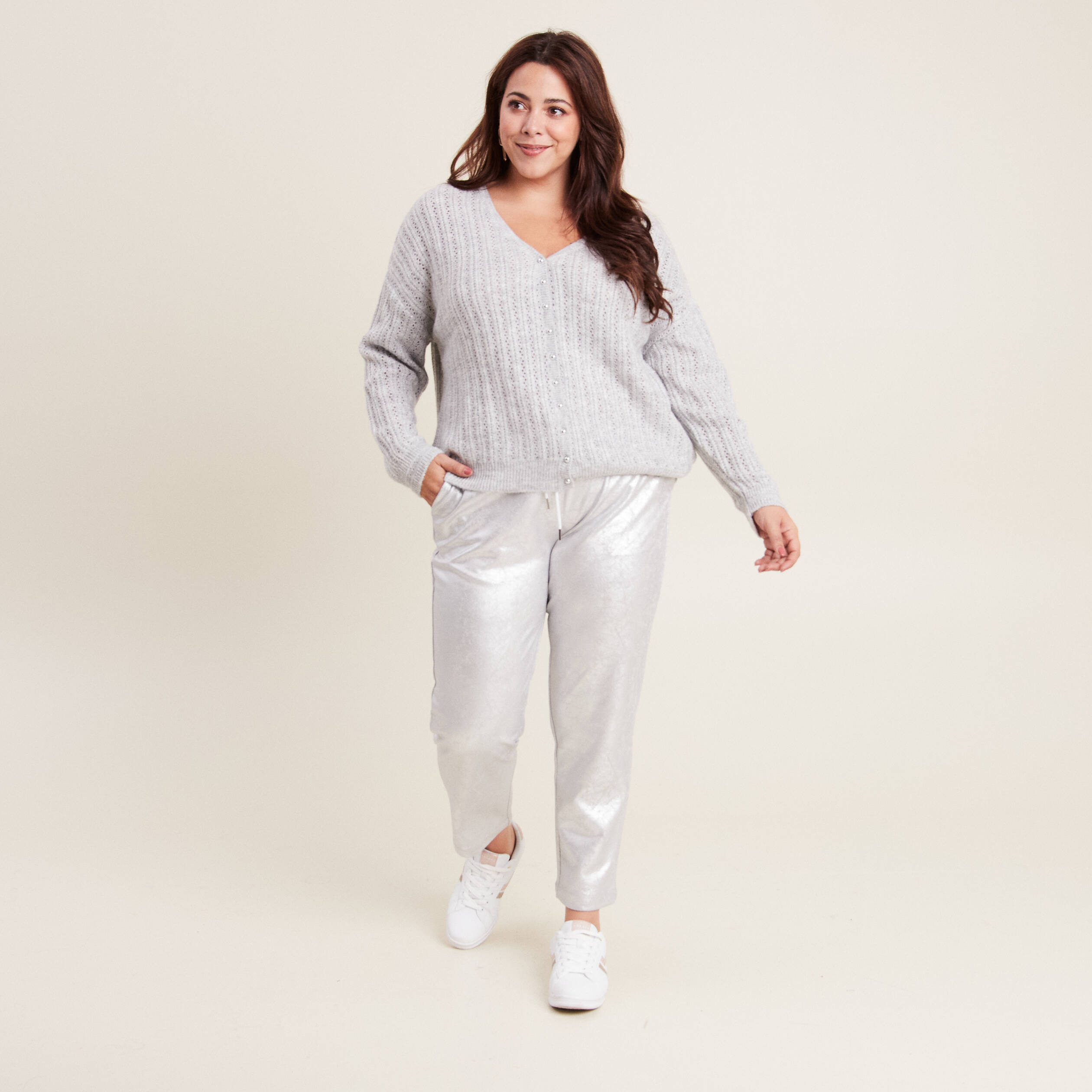 Pantalon jogging argenté femme deals