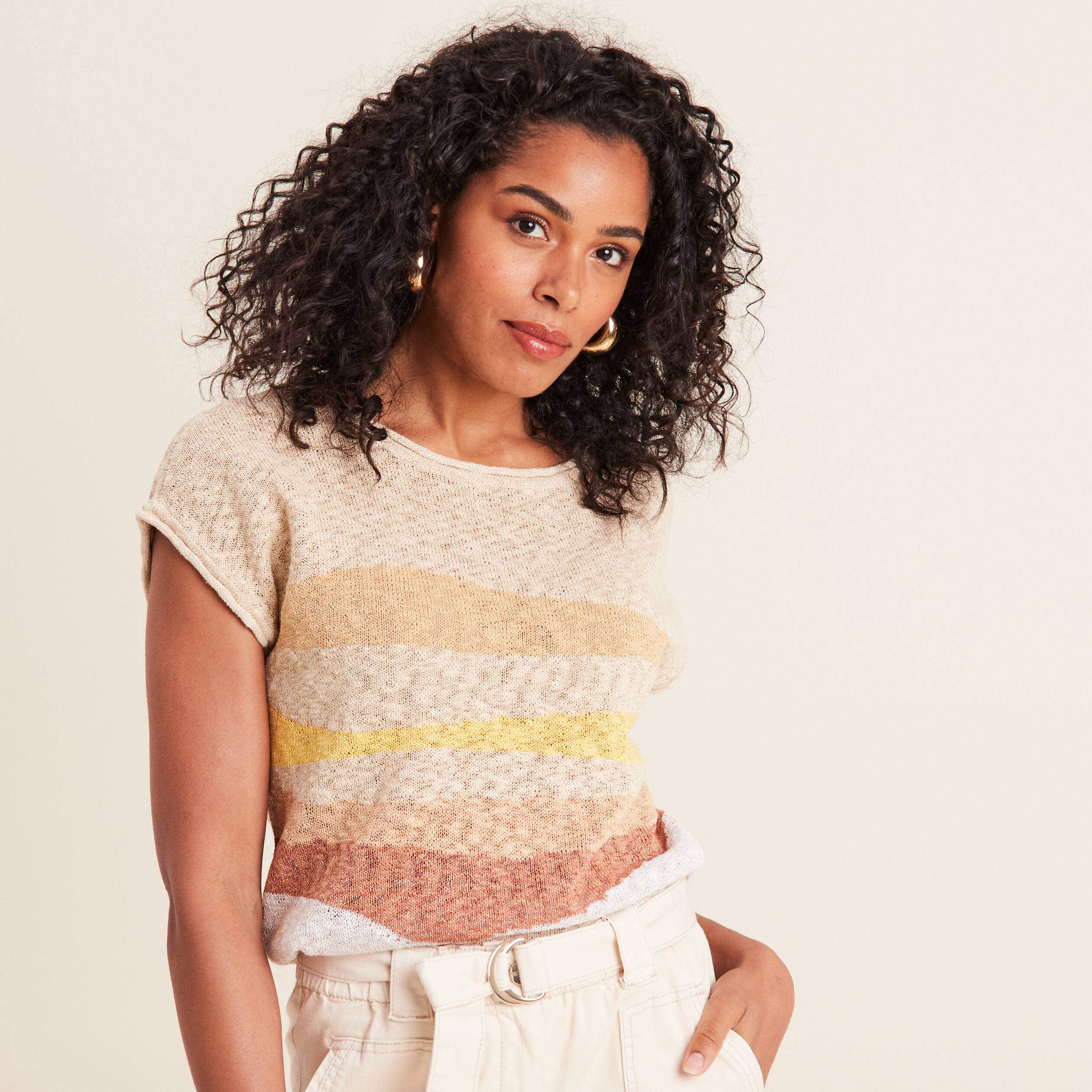 pull sans manches beige femme Pull sans manches beige femme