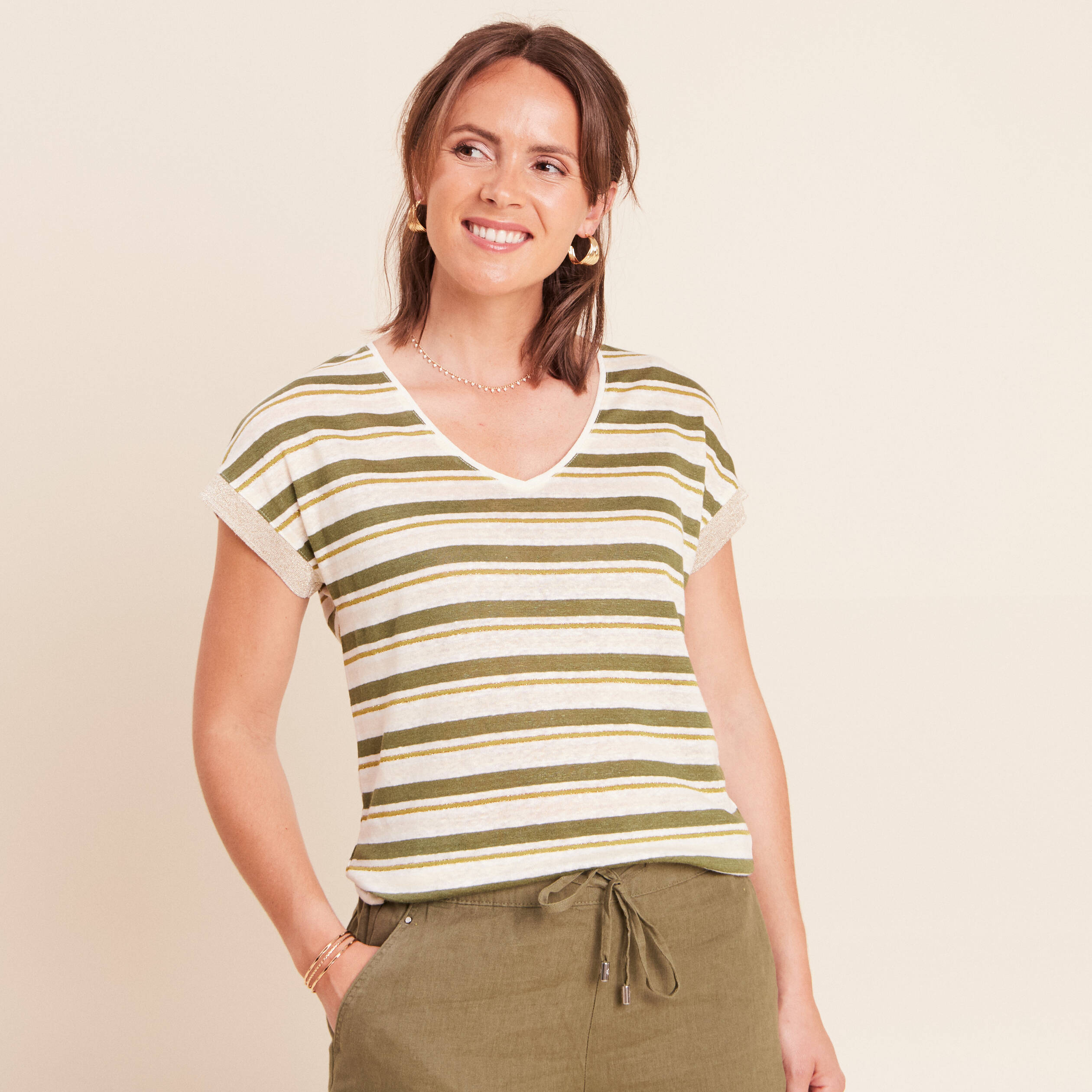 T-shirt manches courtes vert femme