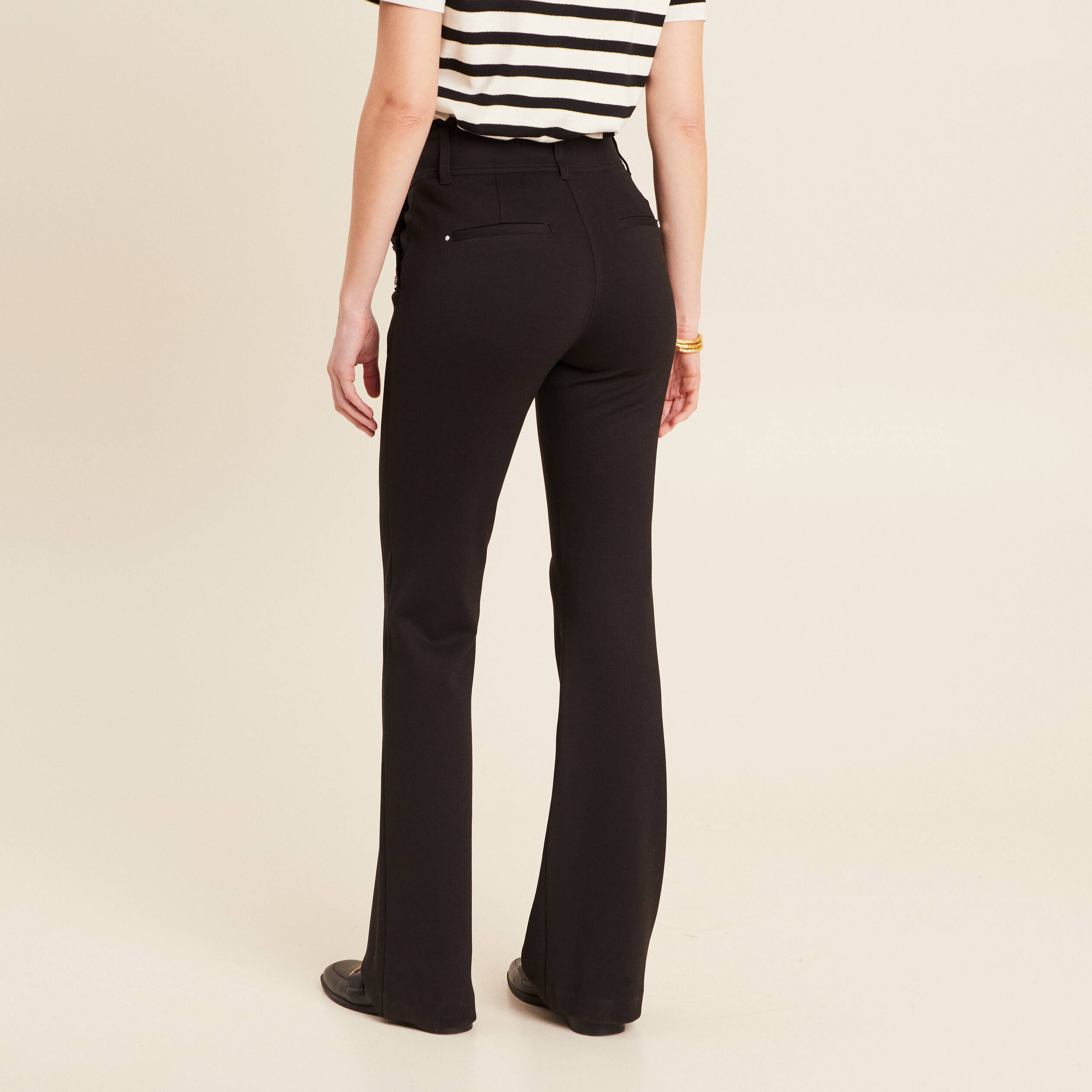 Pantalon bootcut à pont noir femme